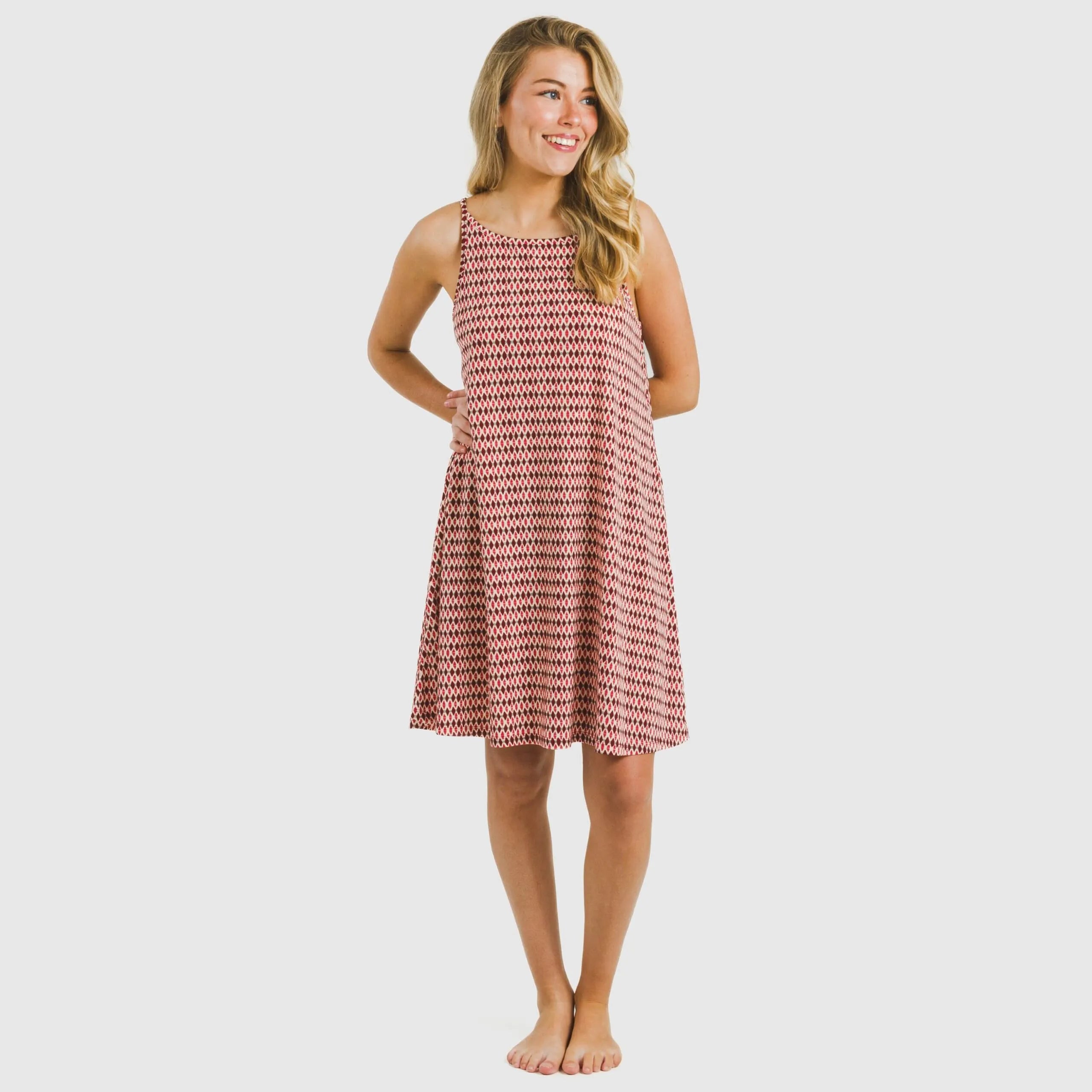 Vestido corto tirantes crepe Jannat burdeos