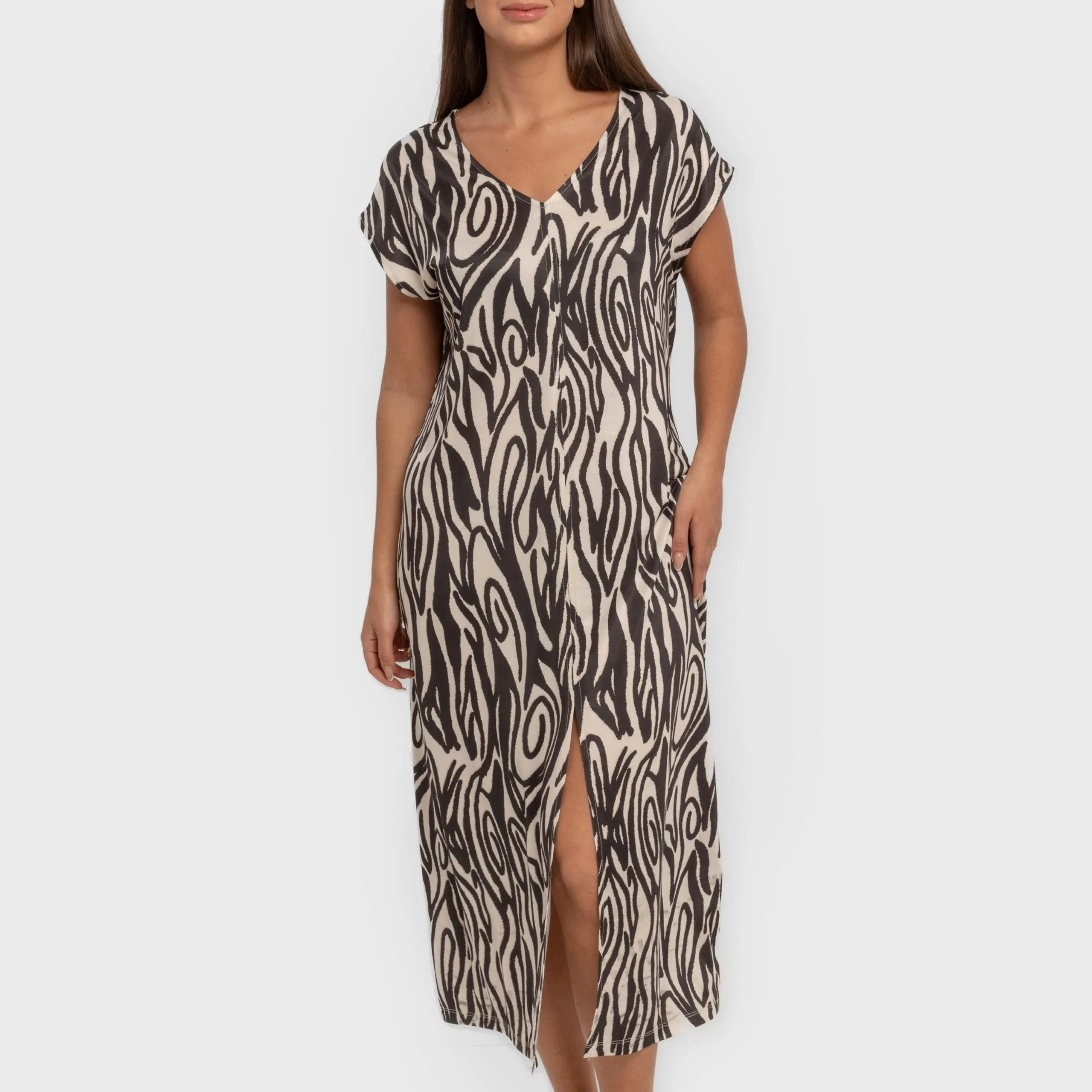 Vestido largo manga fluida soft Aleia negro