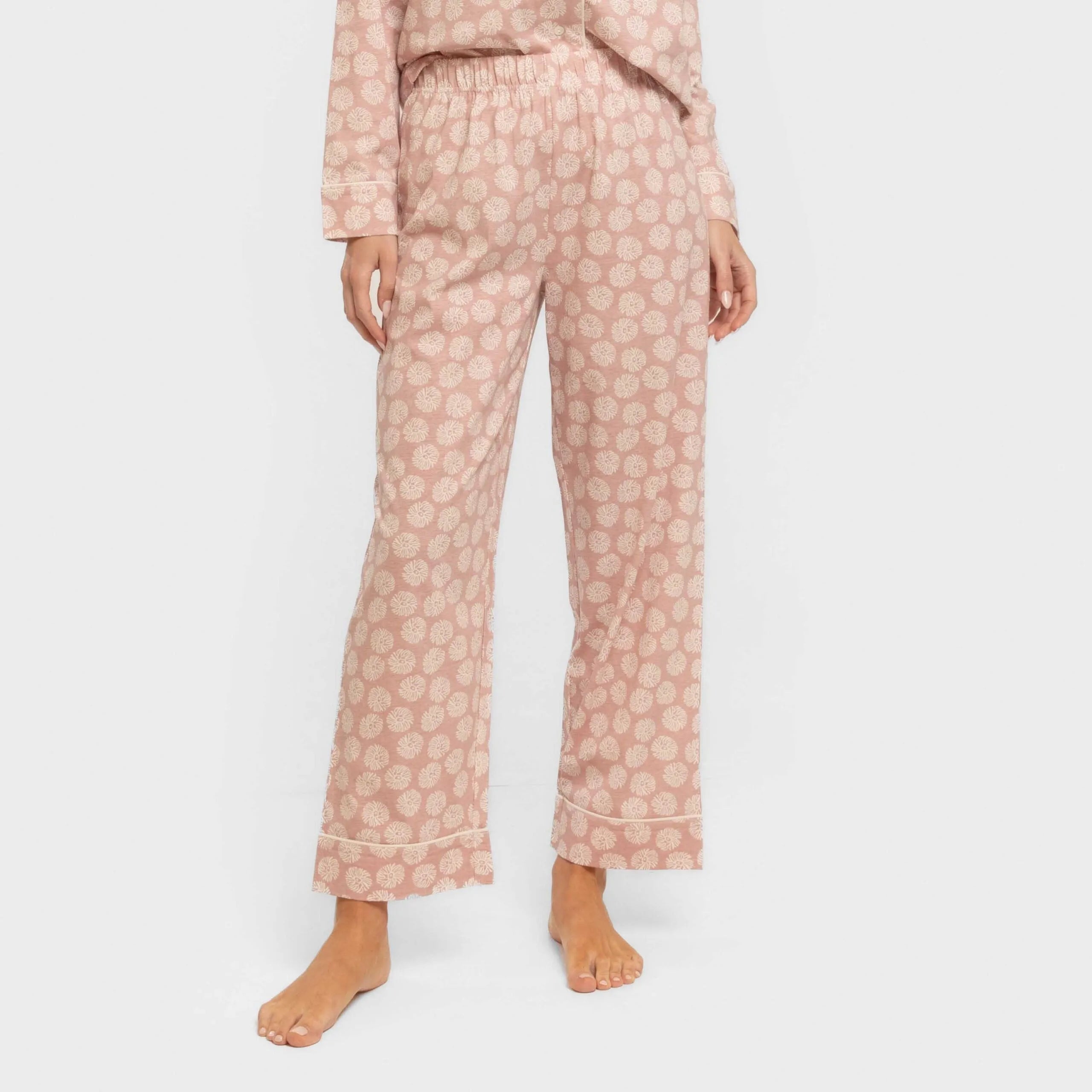 Pijama largo camisero algodón mujer Medusa rosa