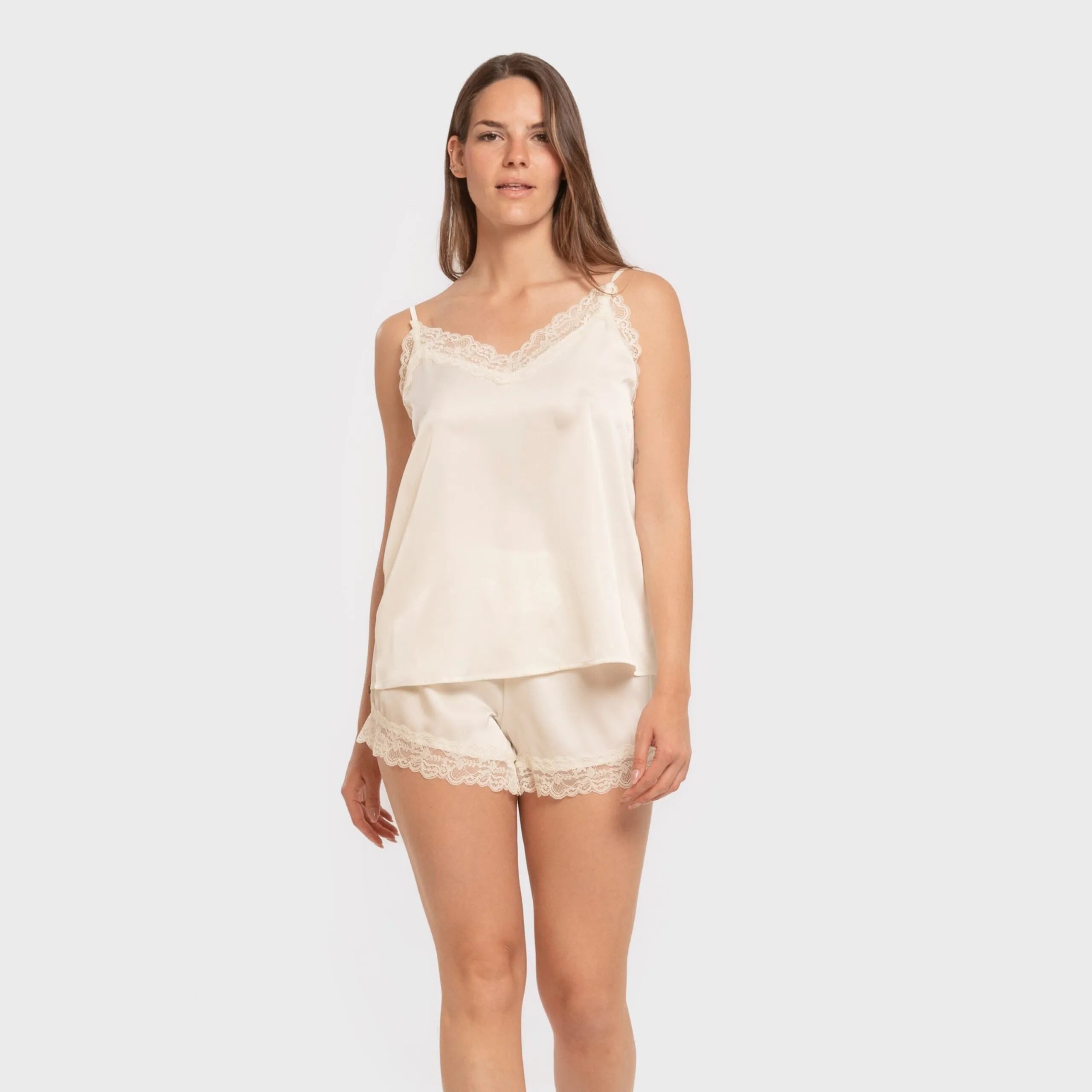 Pigiama da donna con spalline in raso Friday Solid