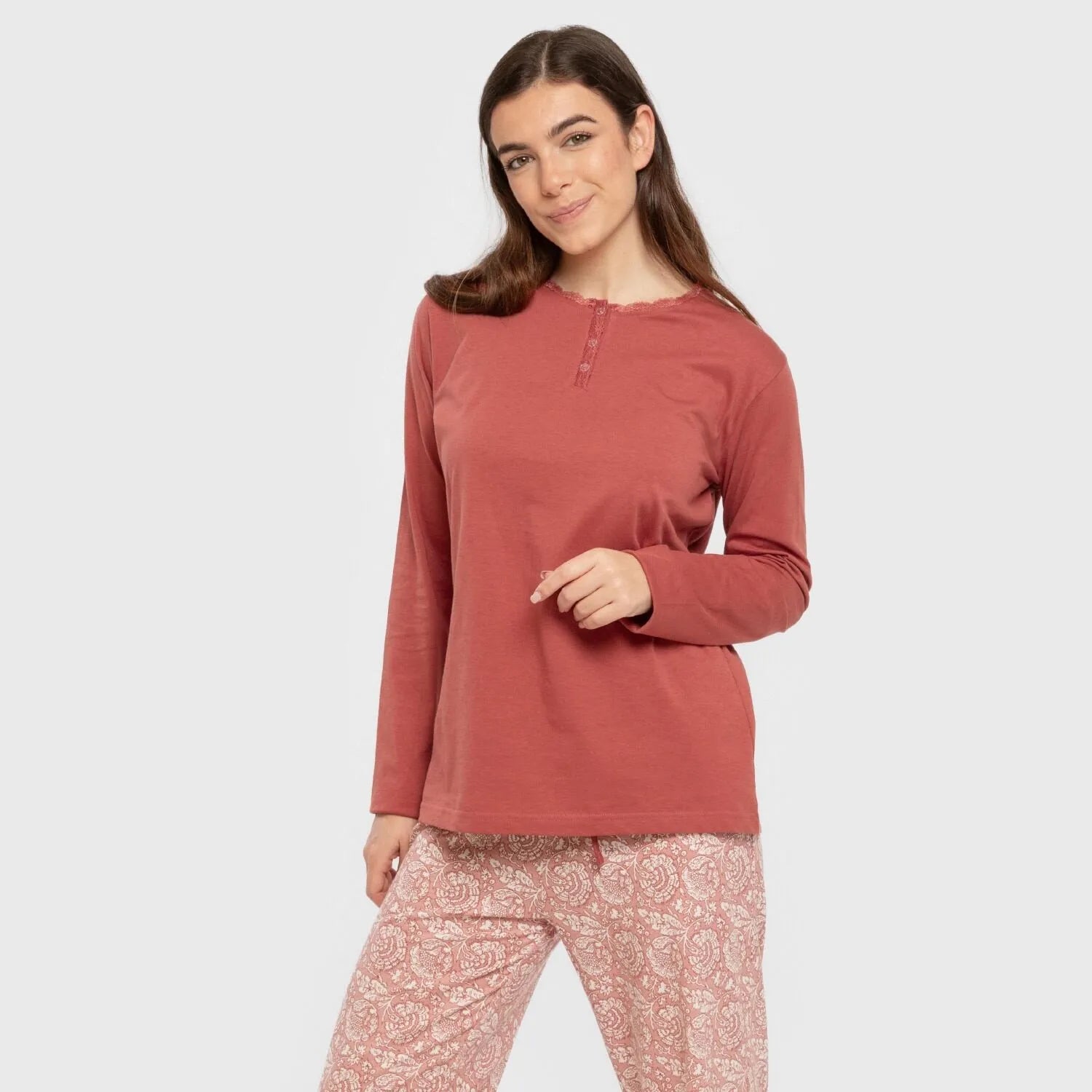 Pijama largo algodón Rastberry rosa