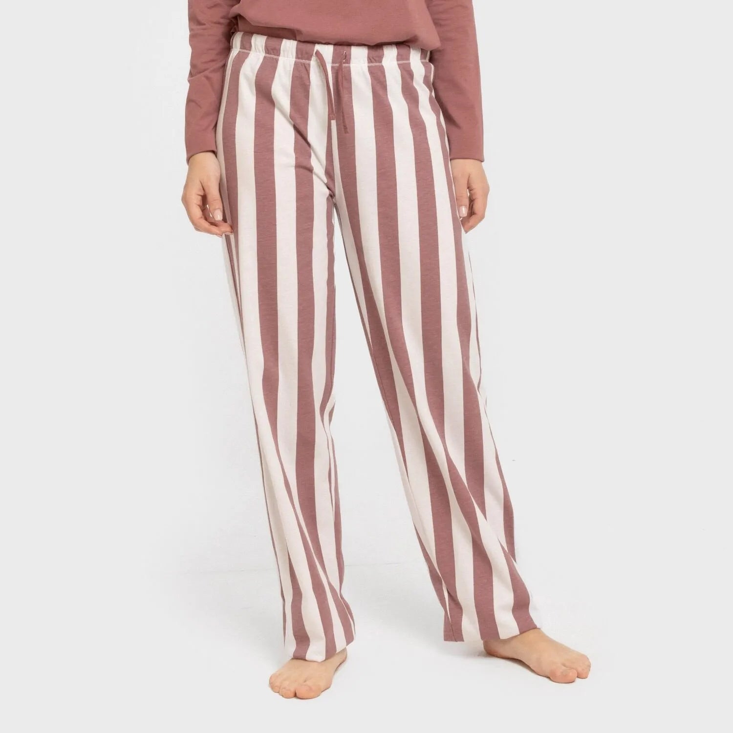 Pijama largo algodón Raya Elvis malva rosa