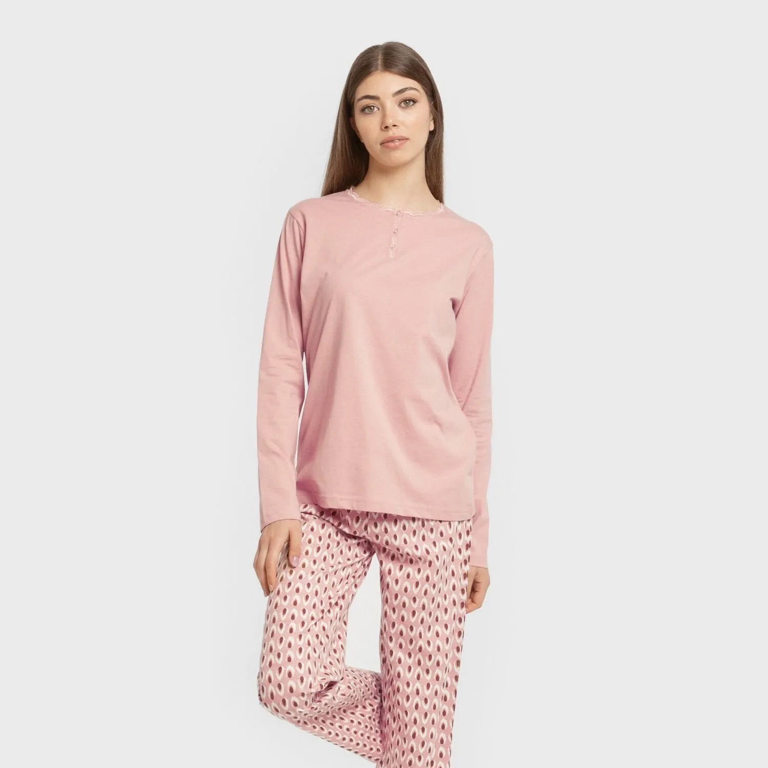 Pijama largo algodón Tana rosa keike