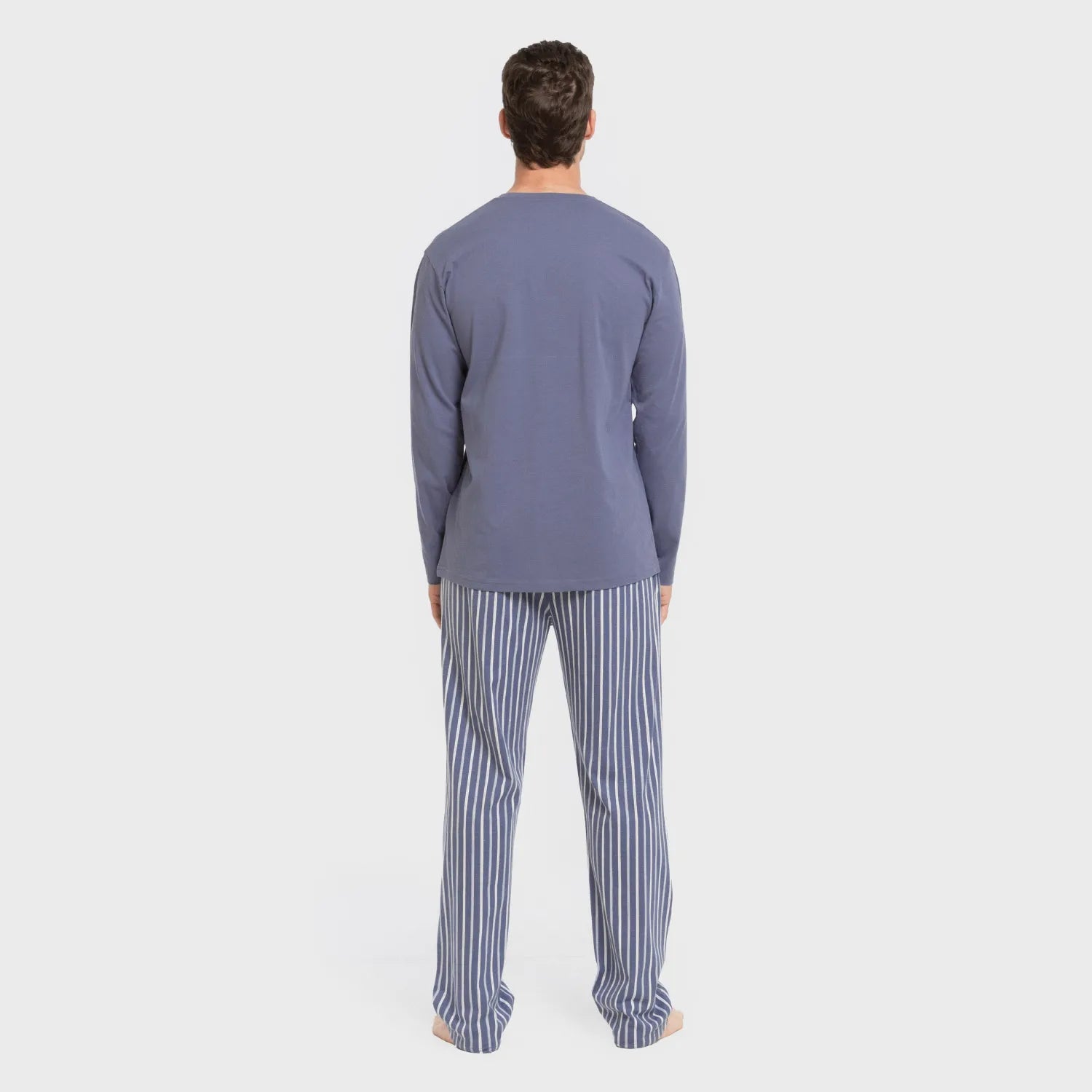 Pijama largo algodón hombre Raya Fernando azul