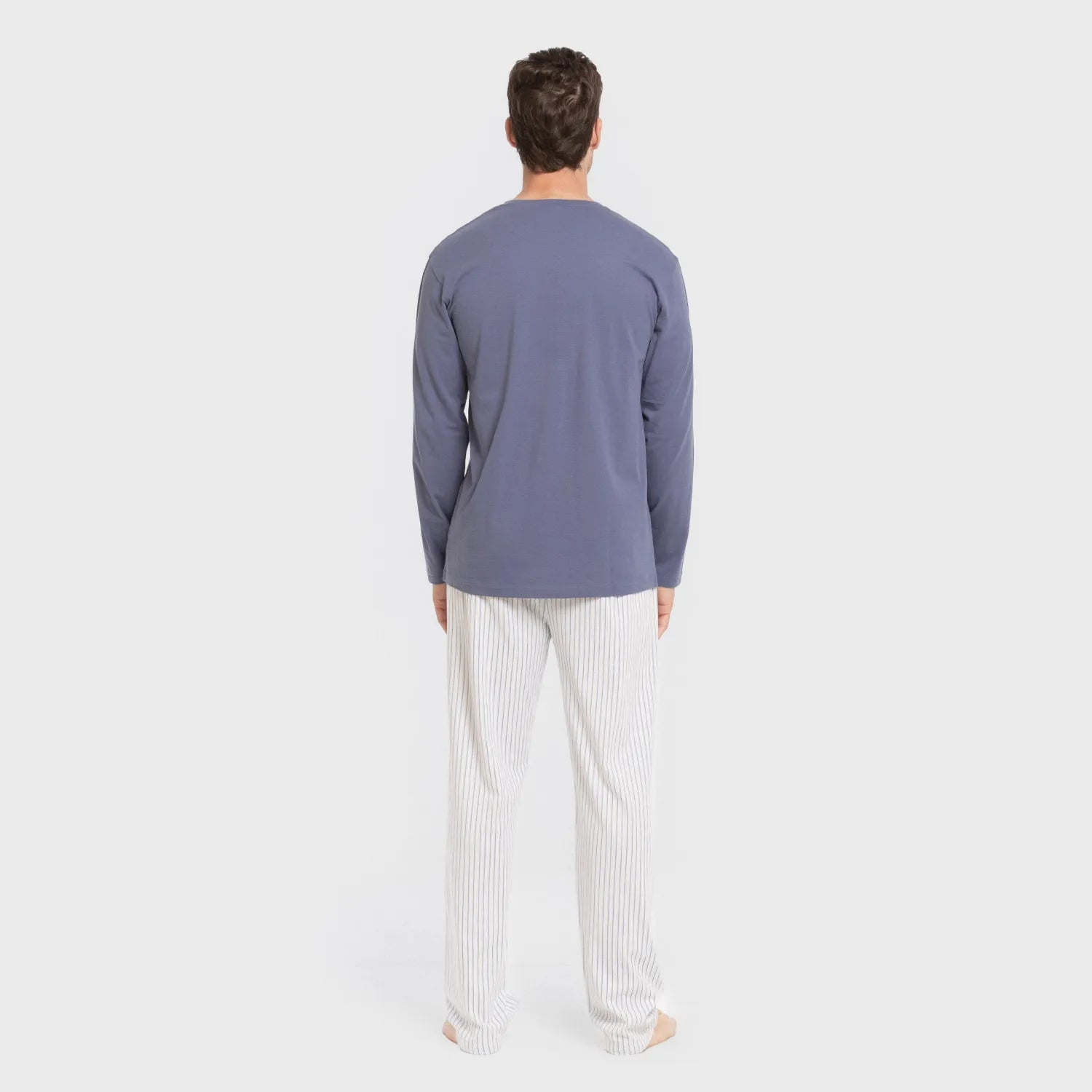 Pijama largo algodón hombre Raya Fandi azul