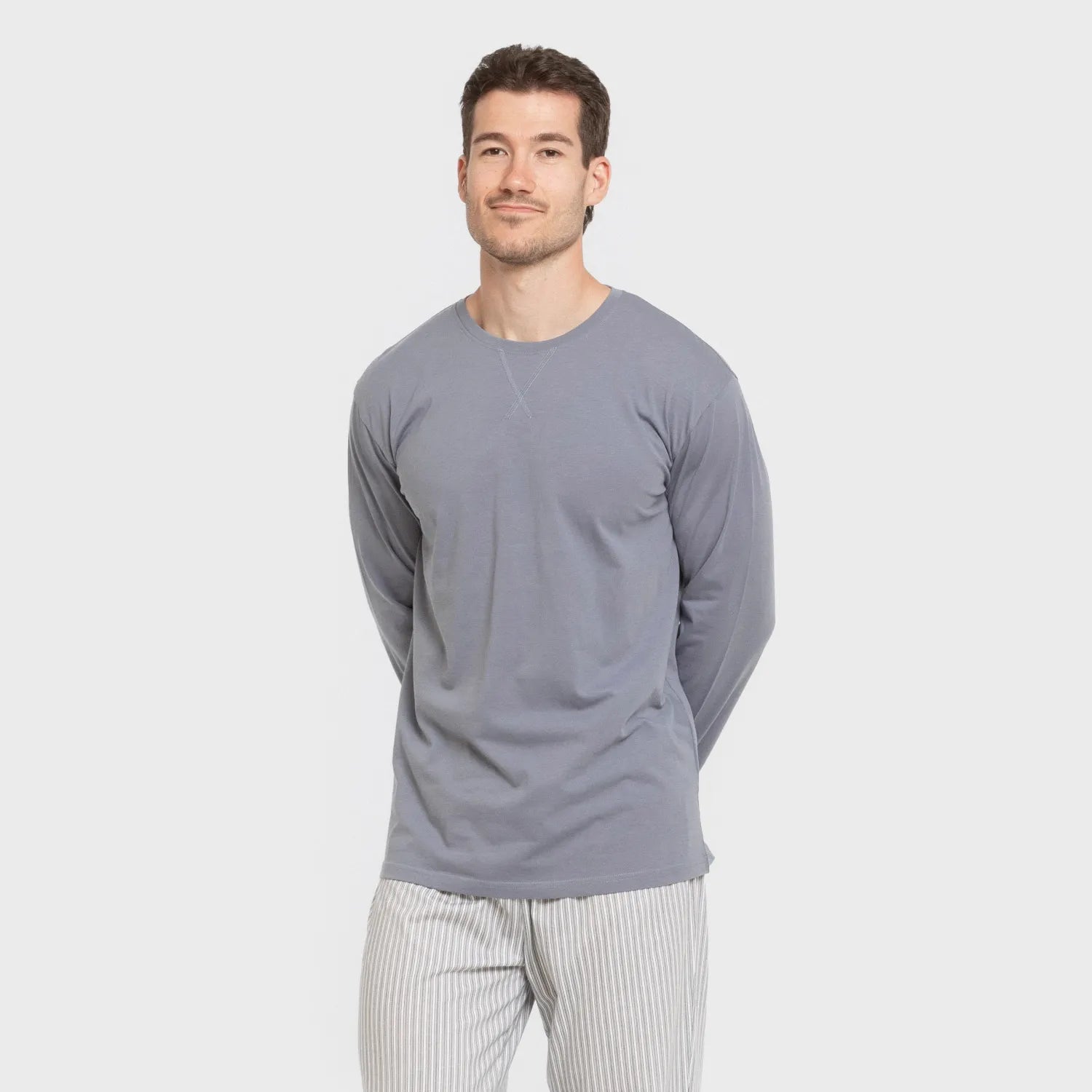 Pijama largo algodón hombre Raya Ben azul