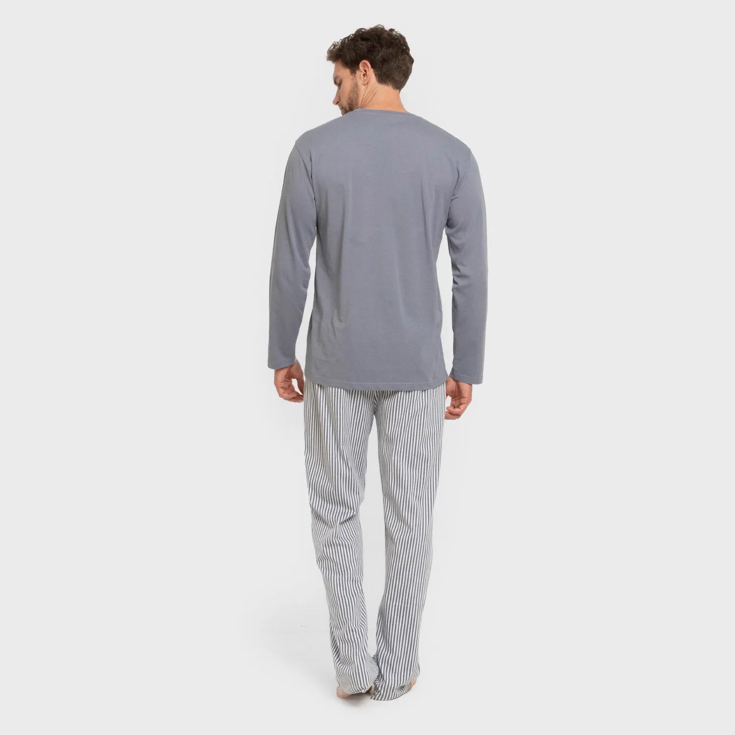 Pijama largo algodón hombre Raya Santi indigo