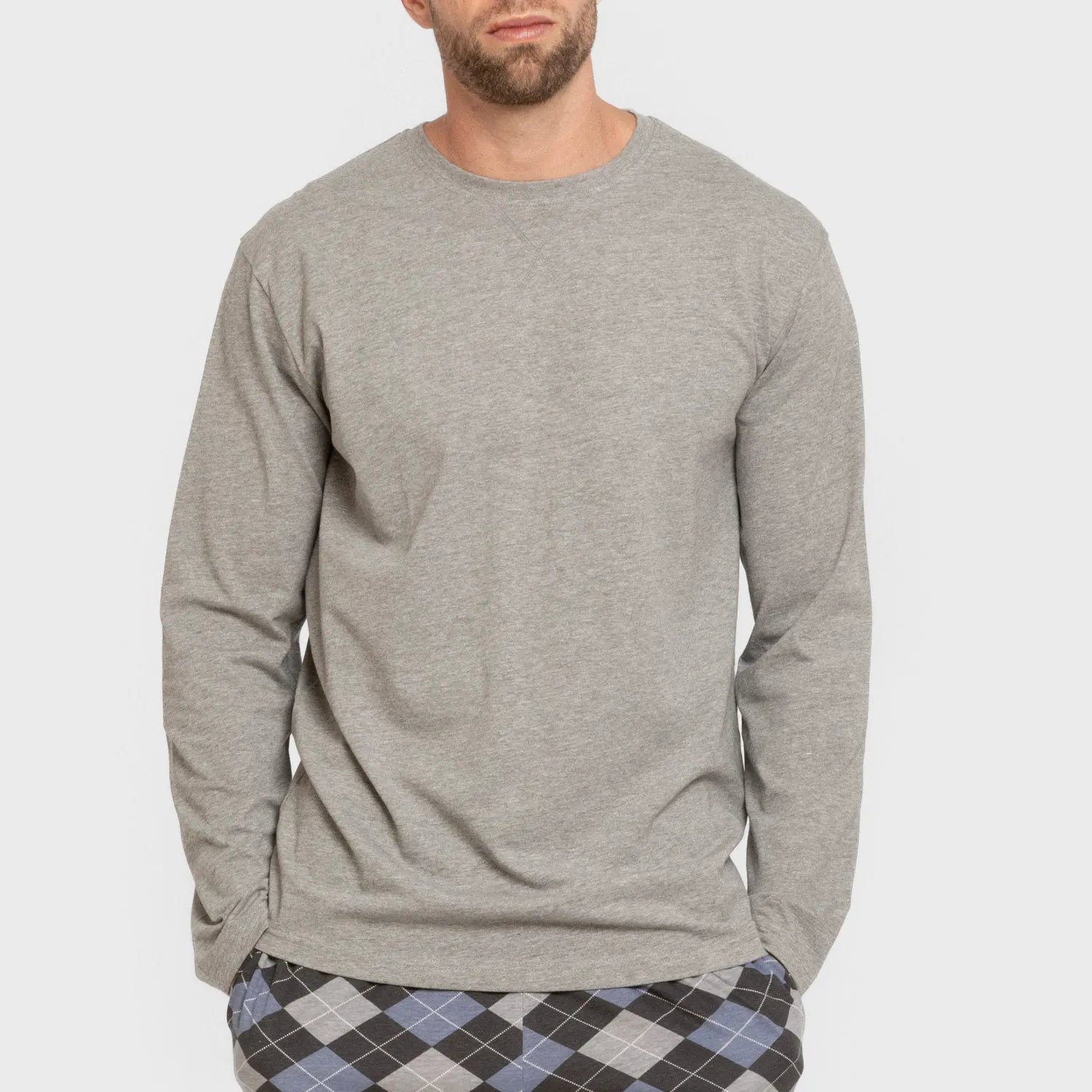 Pijama largo algodón hombre Olmo gris mezcliyado