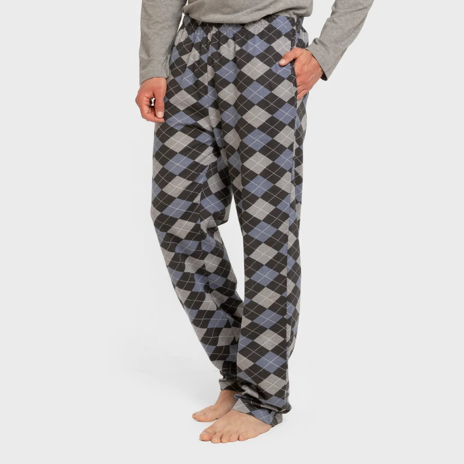 Pijama largo algodón hombre Olmo gris mezcliyado