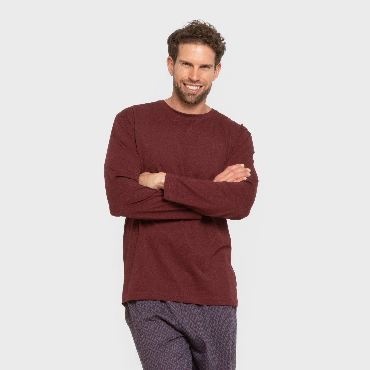 Pijama largo algodón hombre Harry burdeos