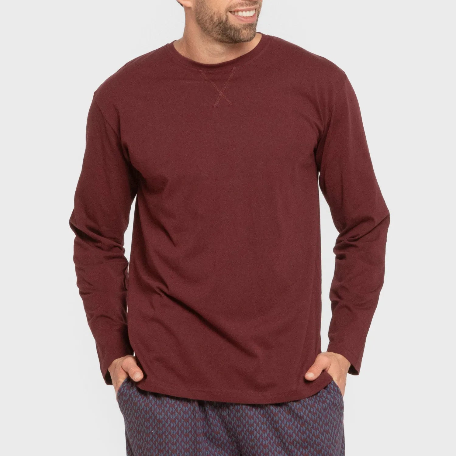 Pijama largo algodón hombre Harry burdeos