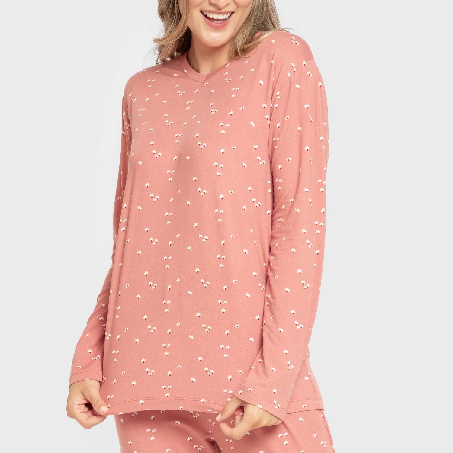 Pijama largo mujer soft Tabitha marsala