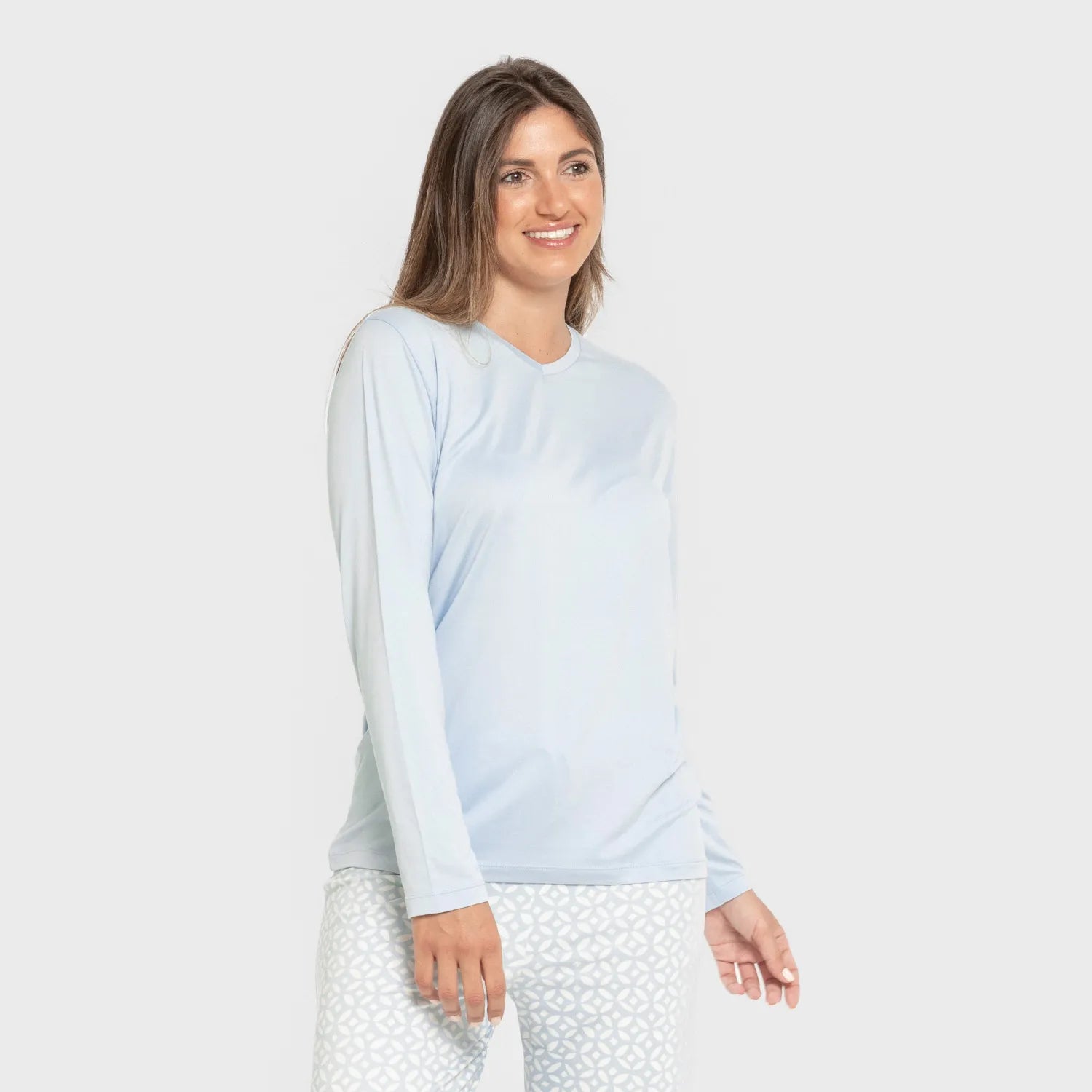 Pijama largo mujer soft Clau celeste