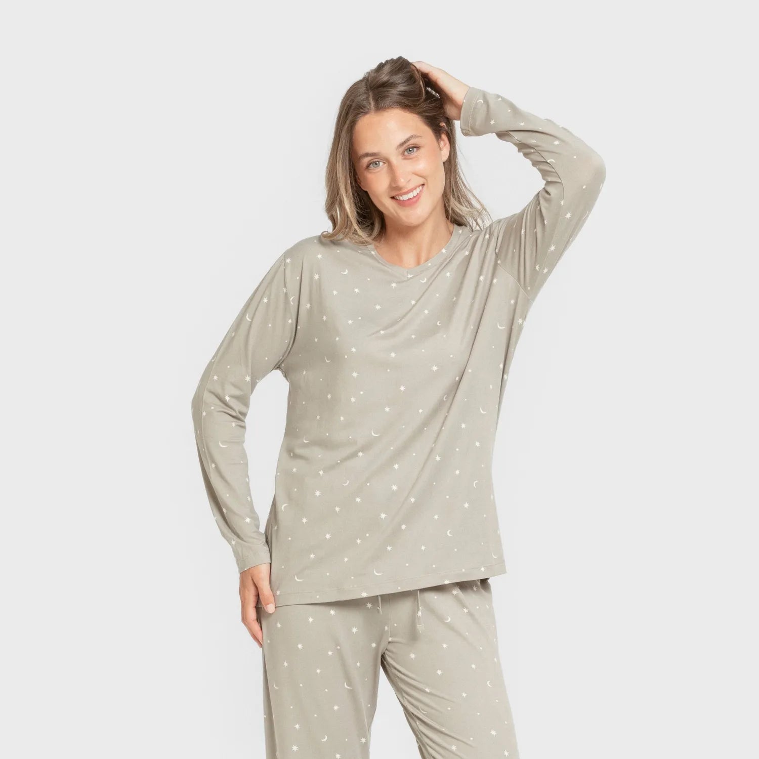 Pijama largo mujer soft Ambarina verde cacería