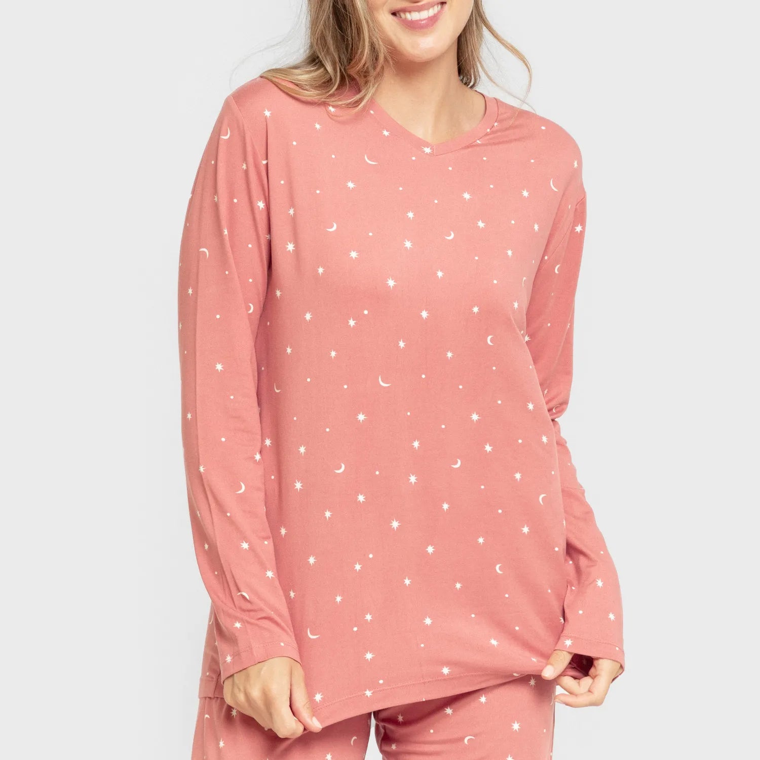 Pijama largo mujer soft Ambarina marsala