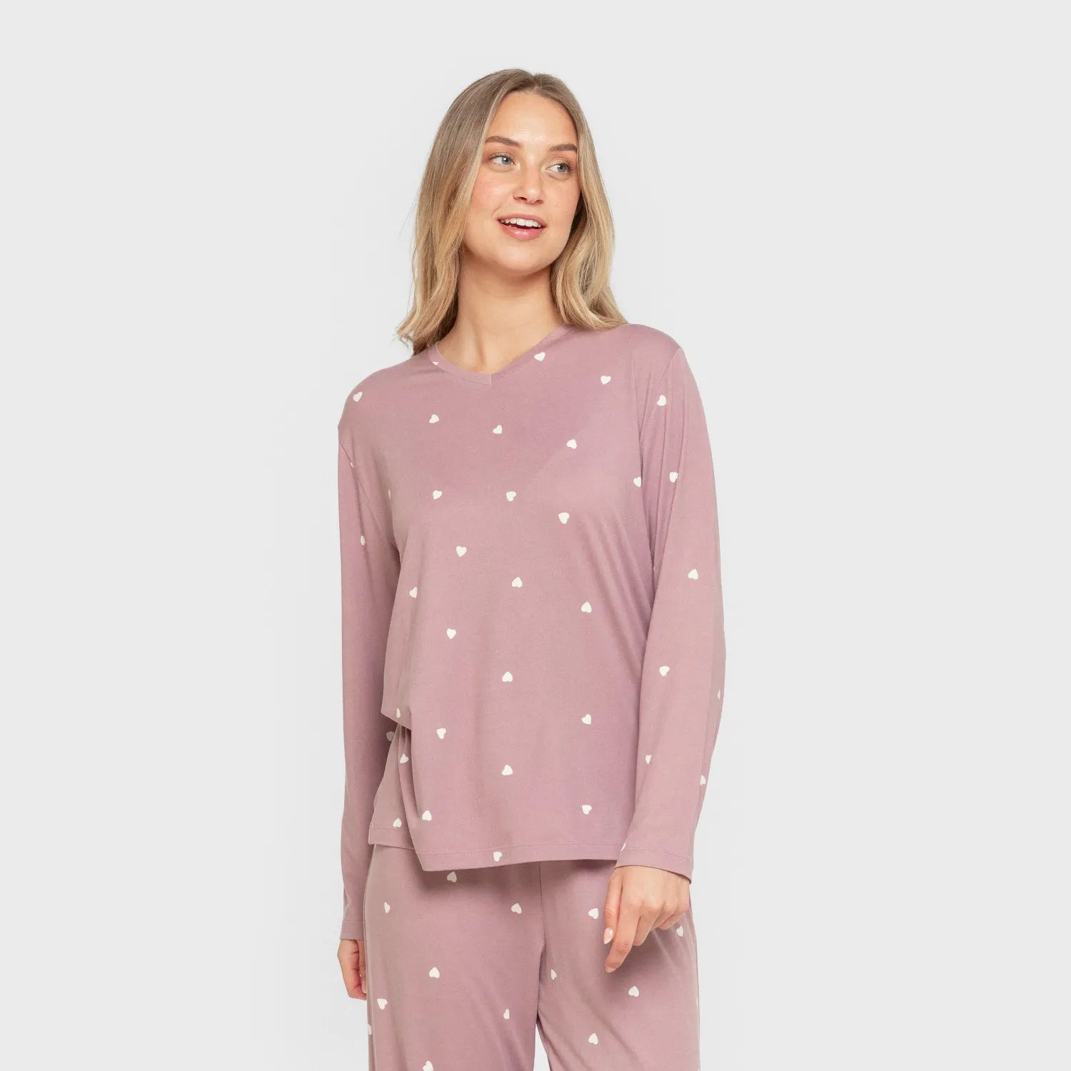 Pijama largo mujer soft Choer berenjena seco