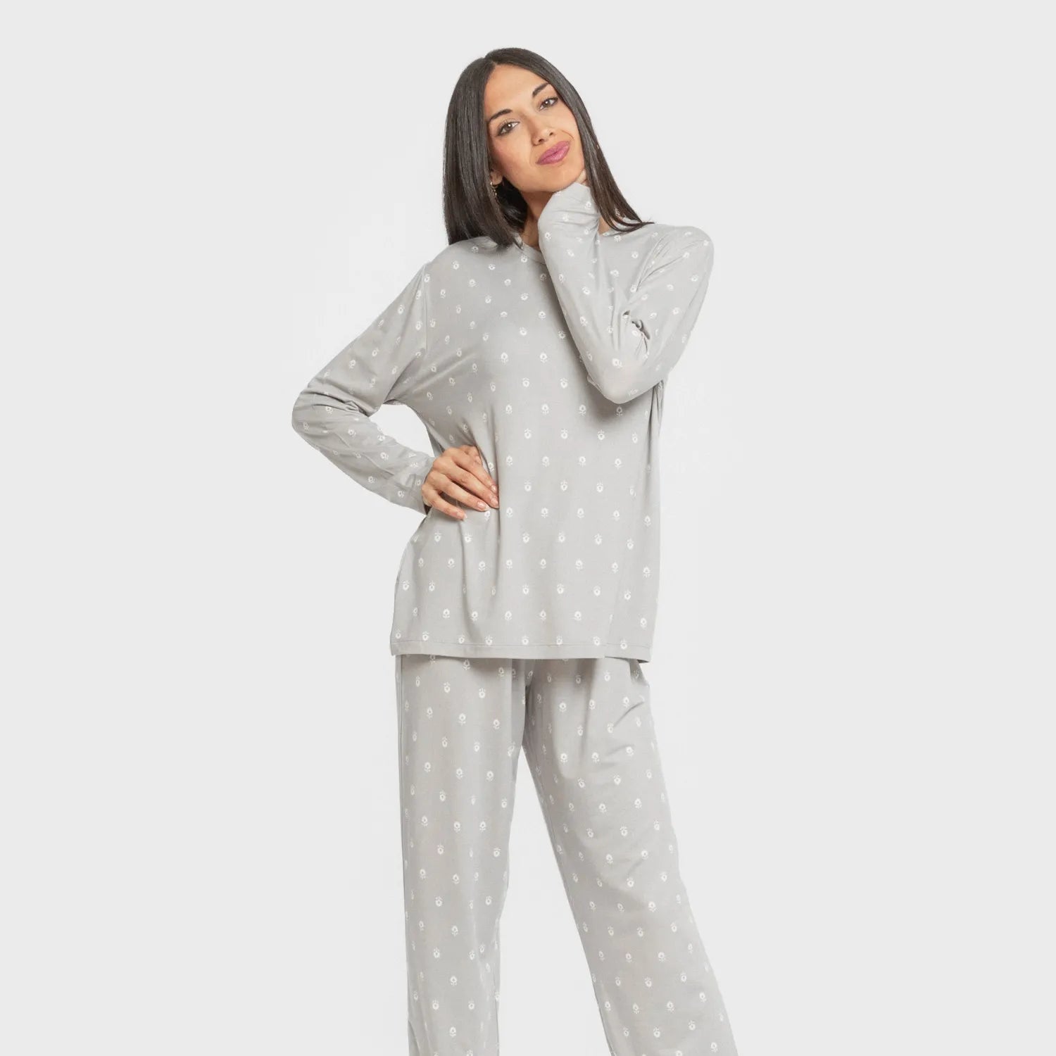 Pijama largo mujer soft Baby gris