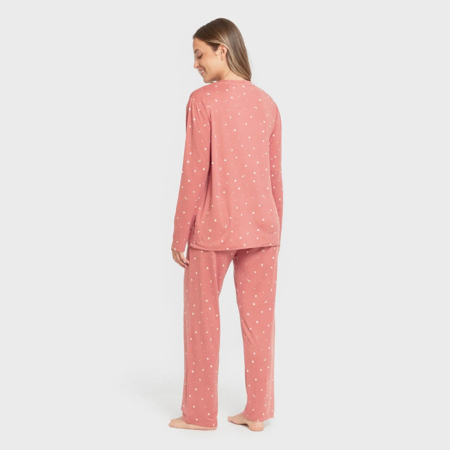 Pijama largo mujer soft Ambarina marsala