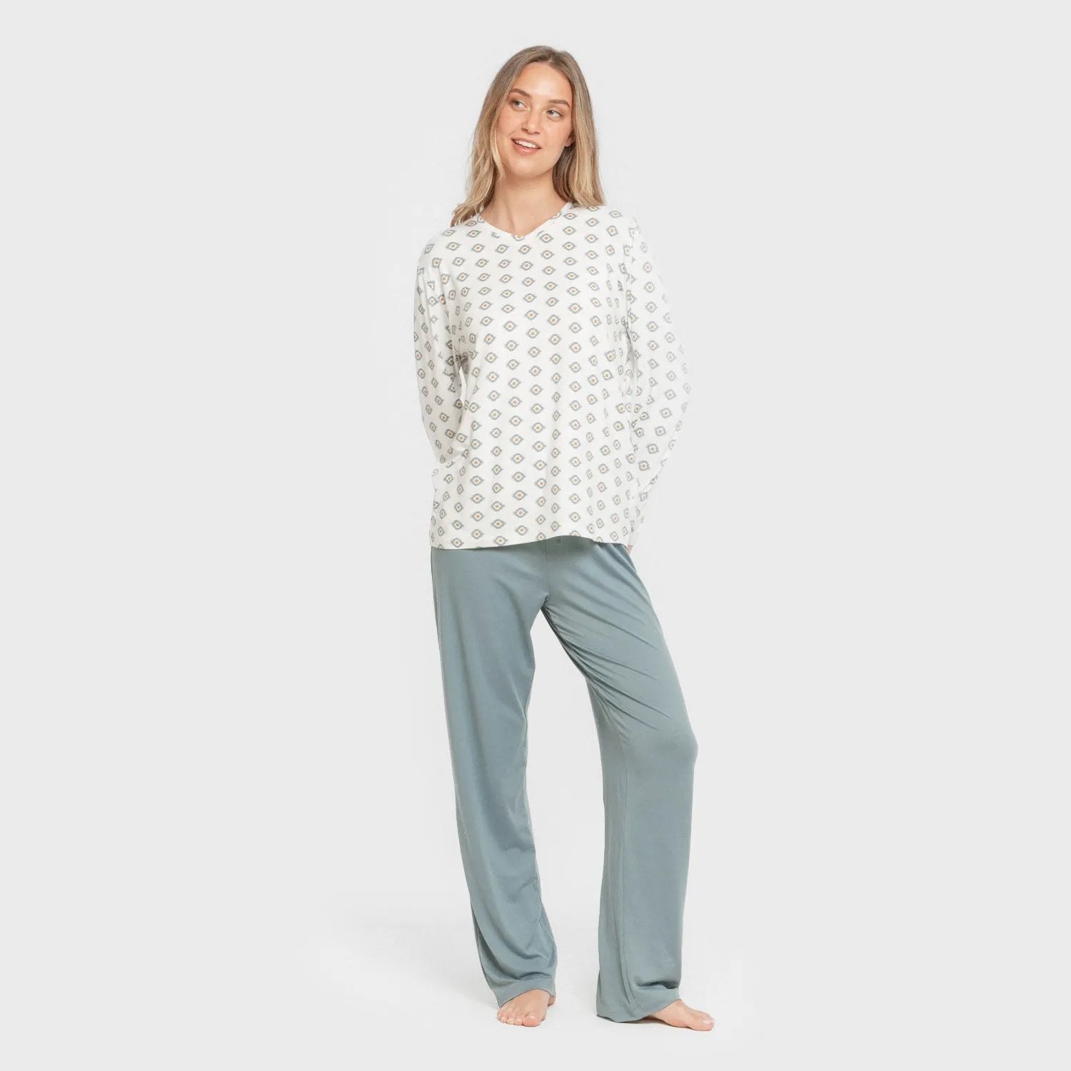 Pijama largo mujer soft Joy agua marina