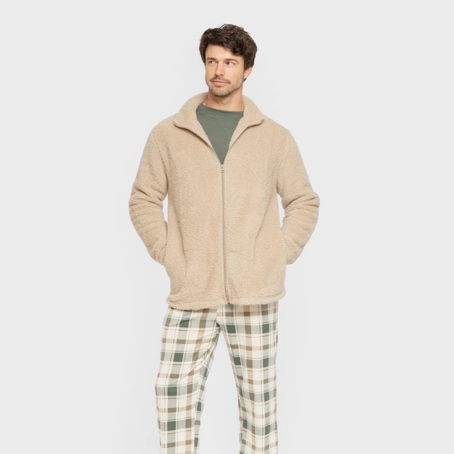 Sudadera sherpa hombre lisa