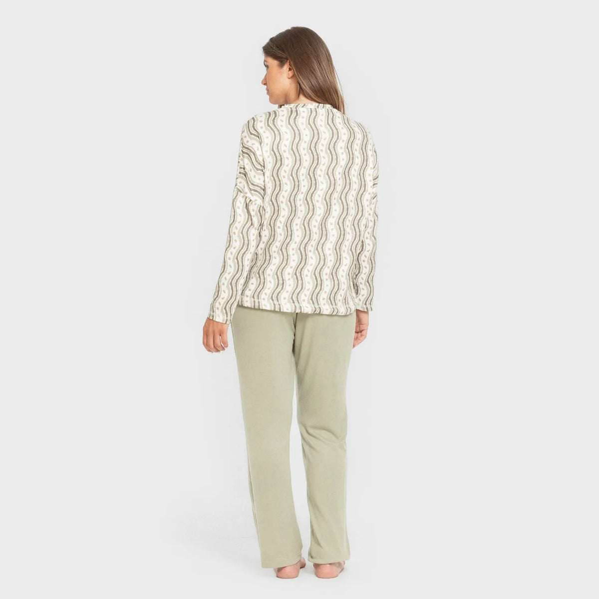 Pyjama long Secret pour femme, vert bégonia