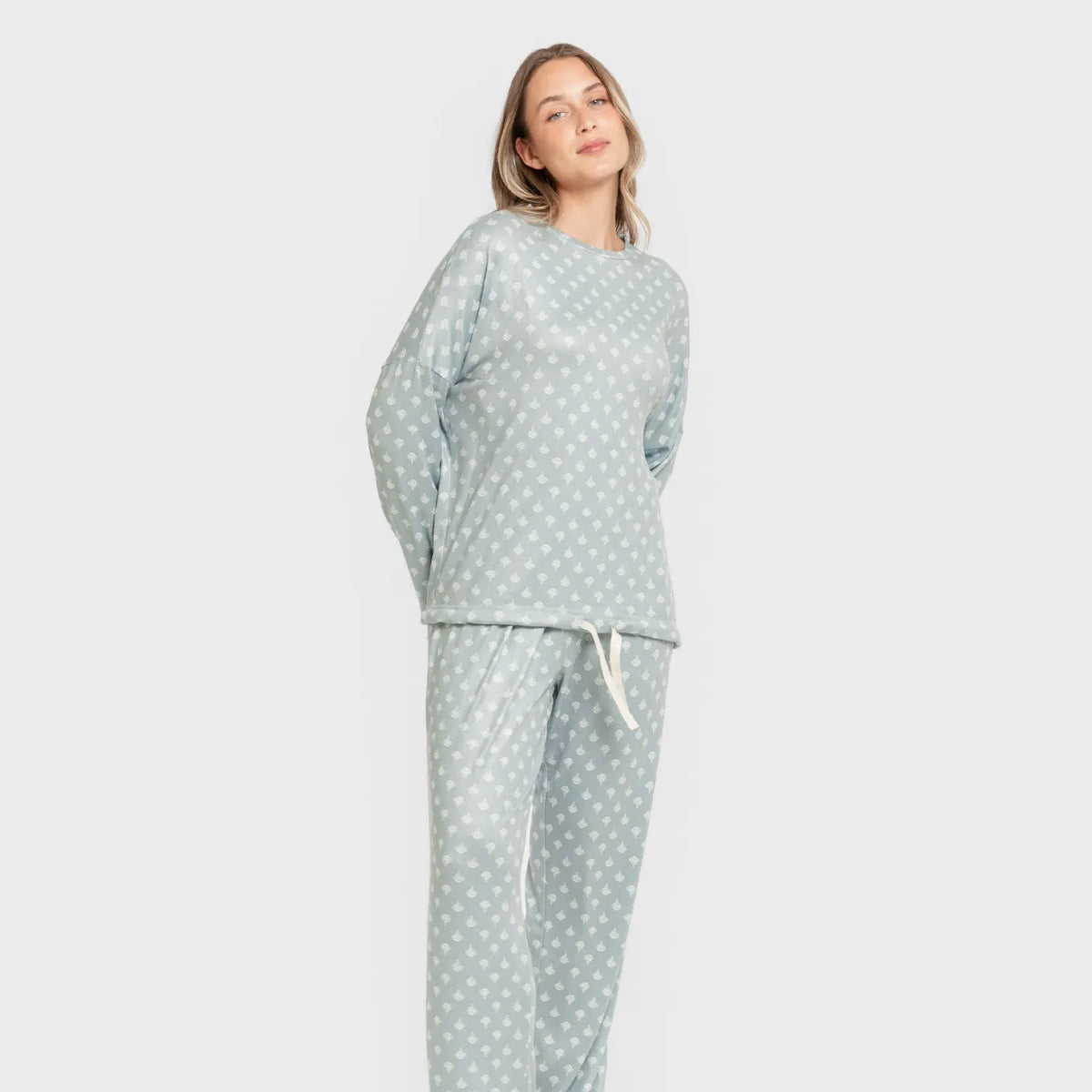 Pyjama long d'été pour femme Secret, vert sarcelle