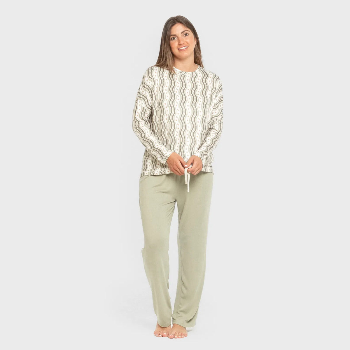 Pyjama long Secret pour femme, vert bégonia