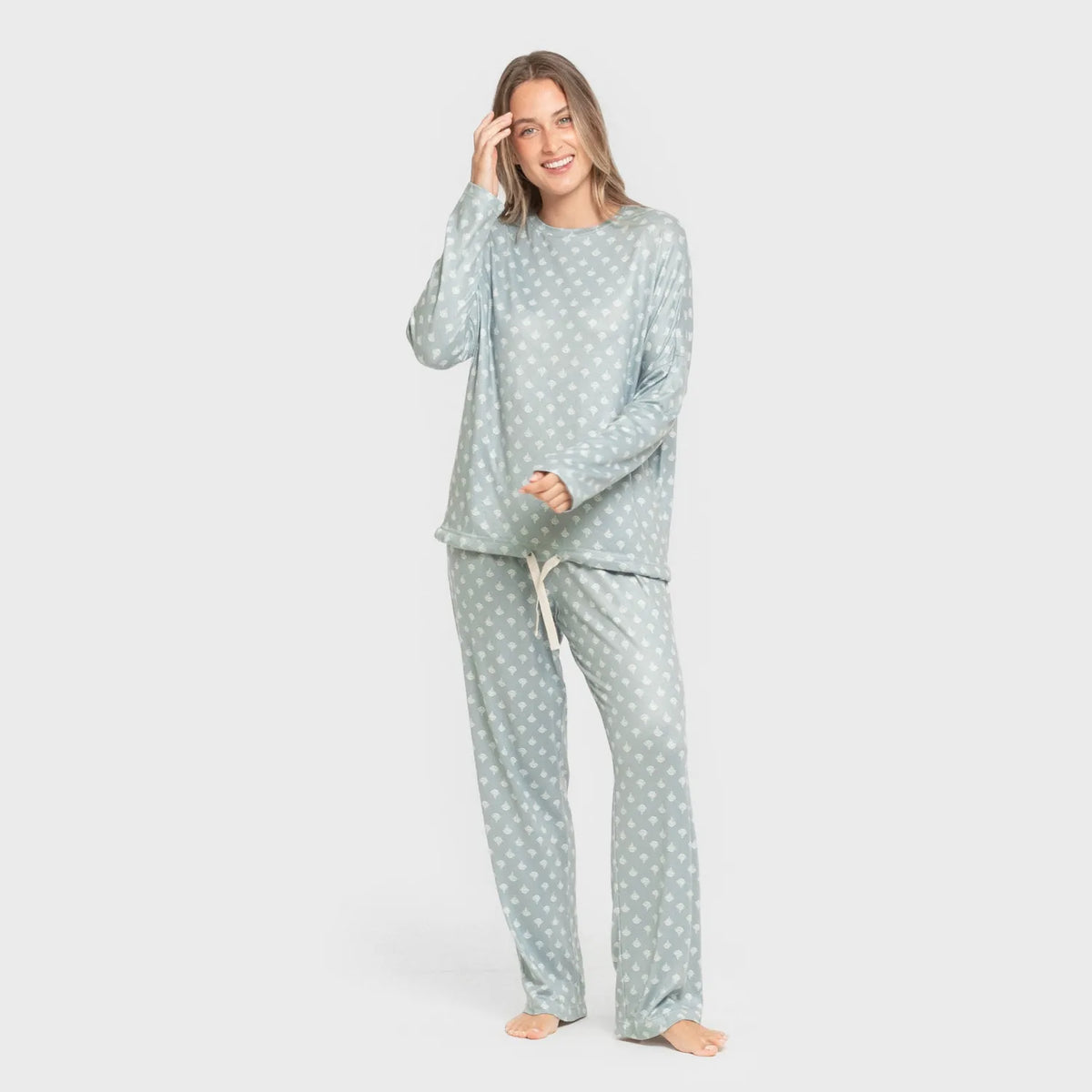 Pyjama long d'été pour femme Secret, vert sarcelle