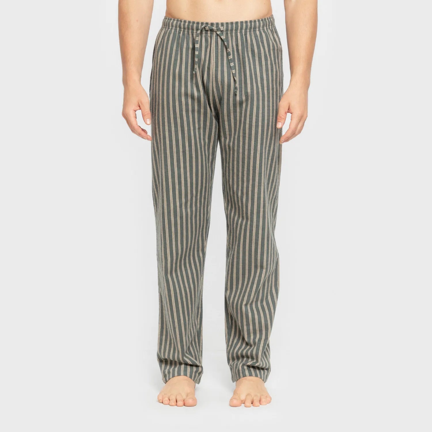 Pijama hombre franela Raya Marsellita verde - arena