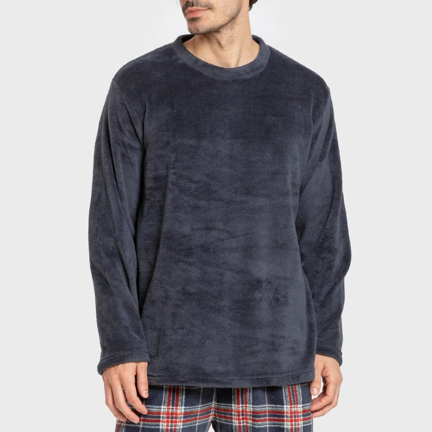 Pijama coral hombre Cuadro Curtis azul marino