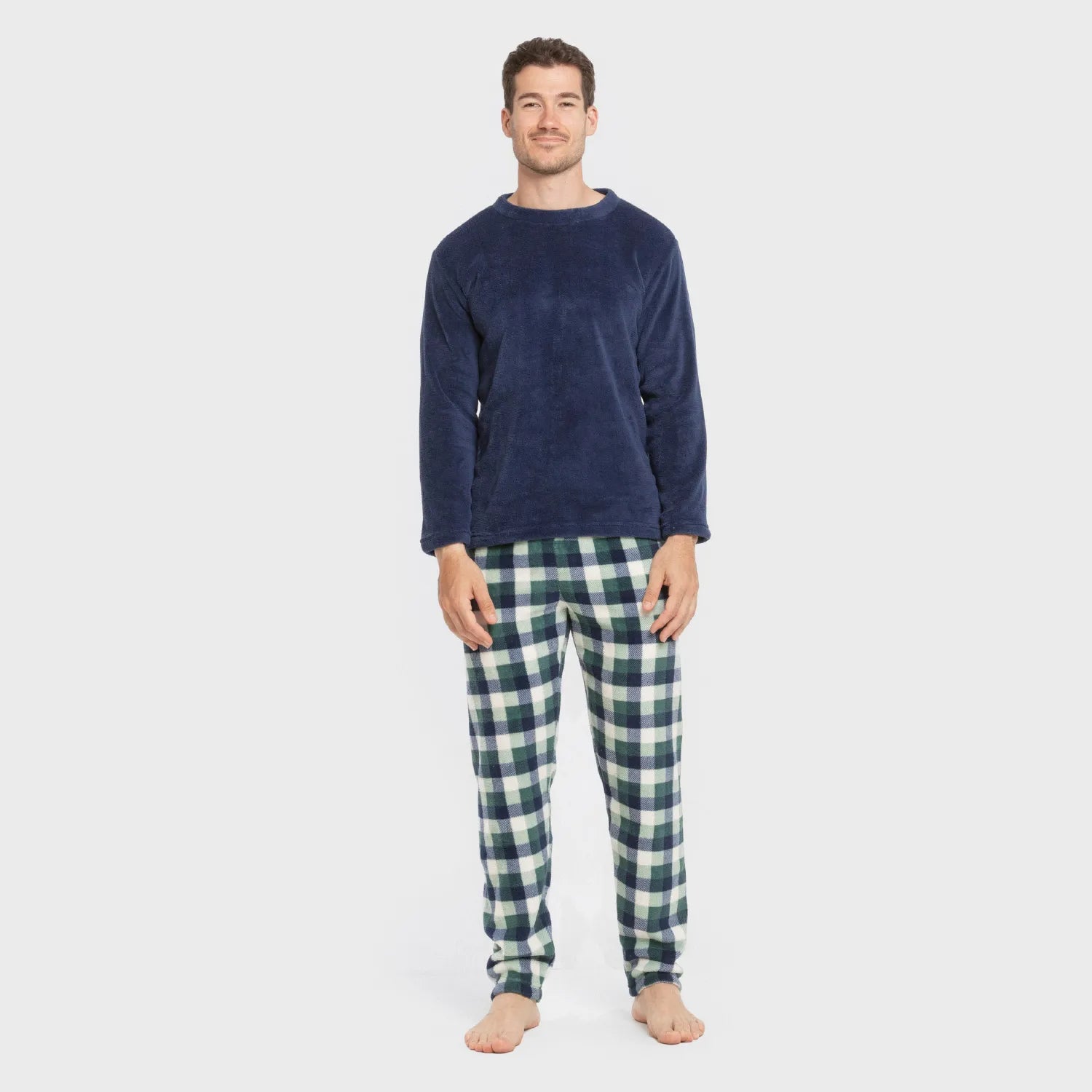 Pijama coral hombre Cuadro Ferni azul marino