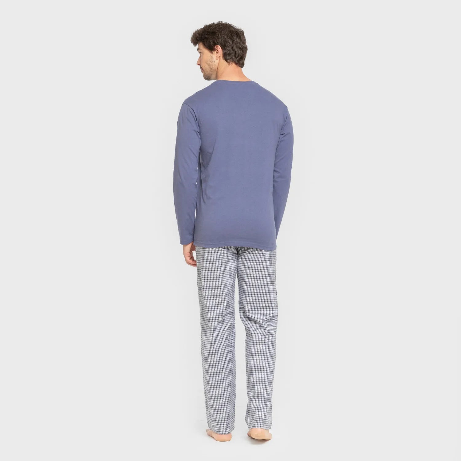 Pijama hombre franela Cuadro Saul azul