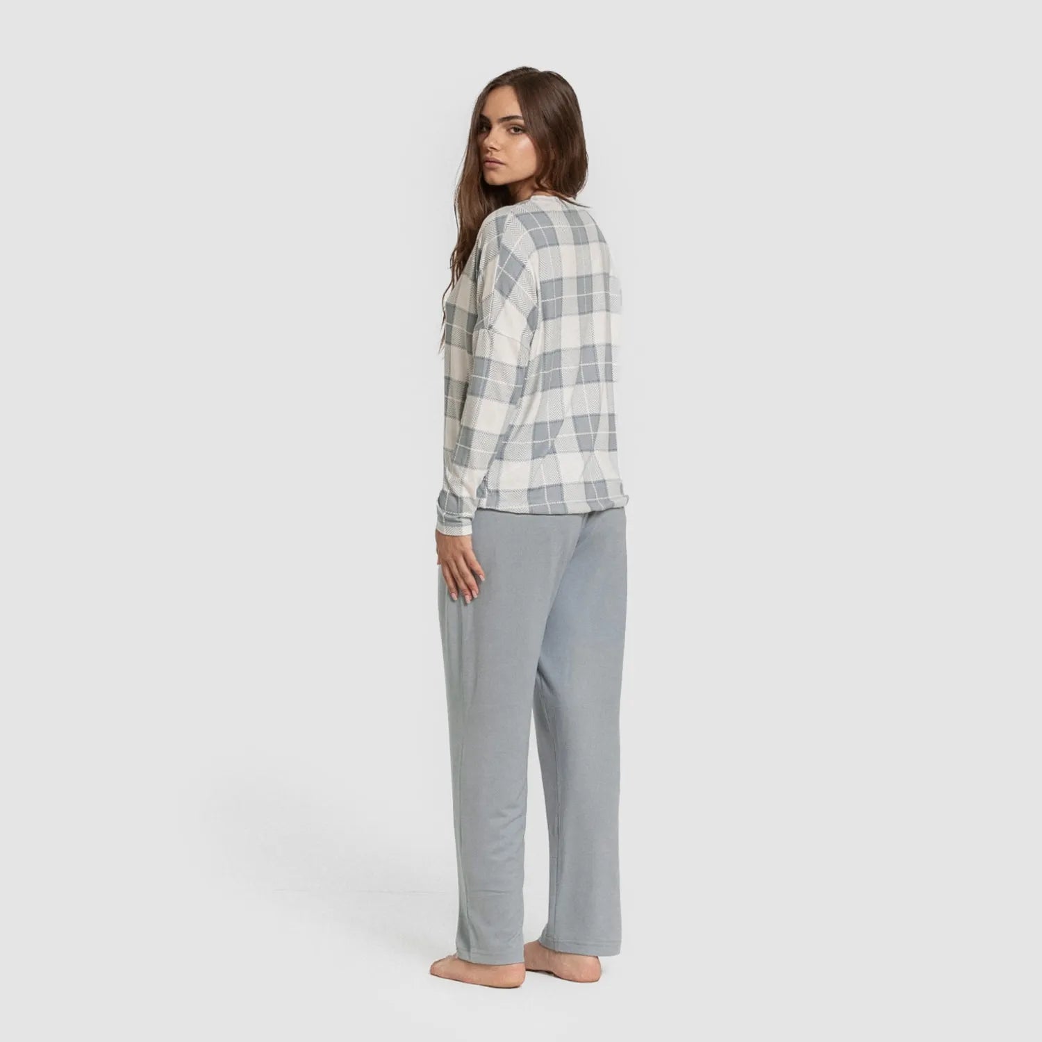 Pijama largo Secret mujer Cuadro Guima indigo