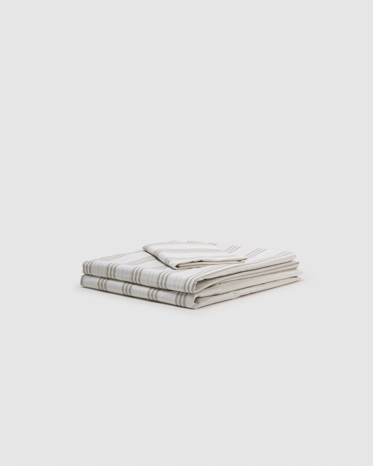Juego de sábanas algodón raya amunia gris claro