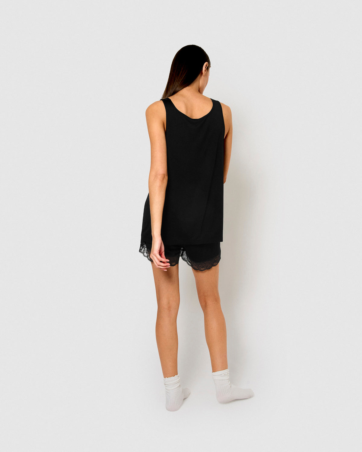 Rayon lace suspender pajamas