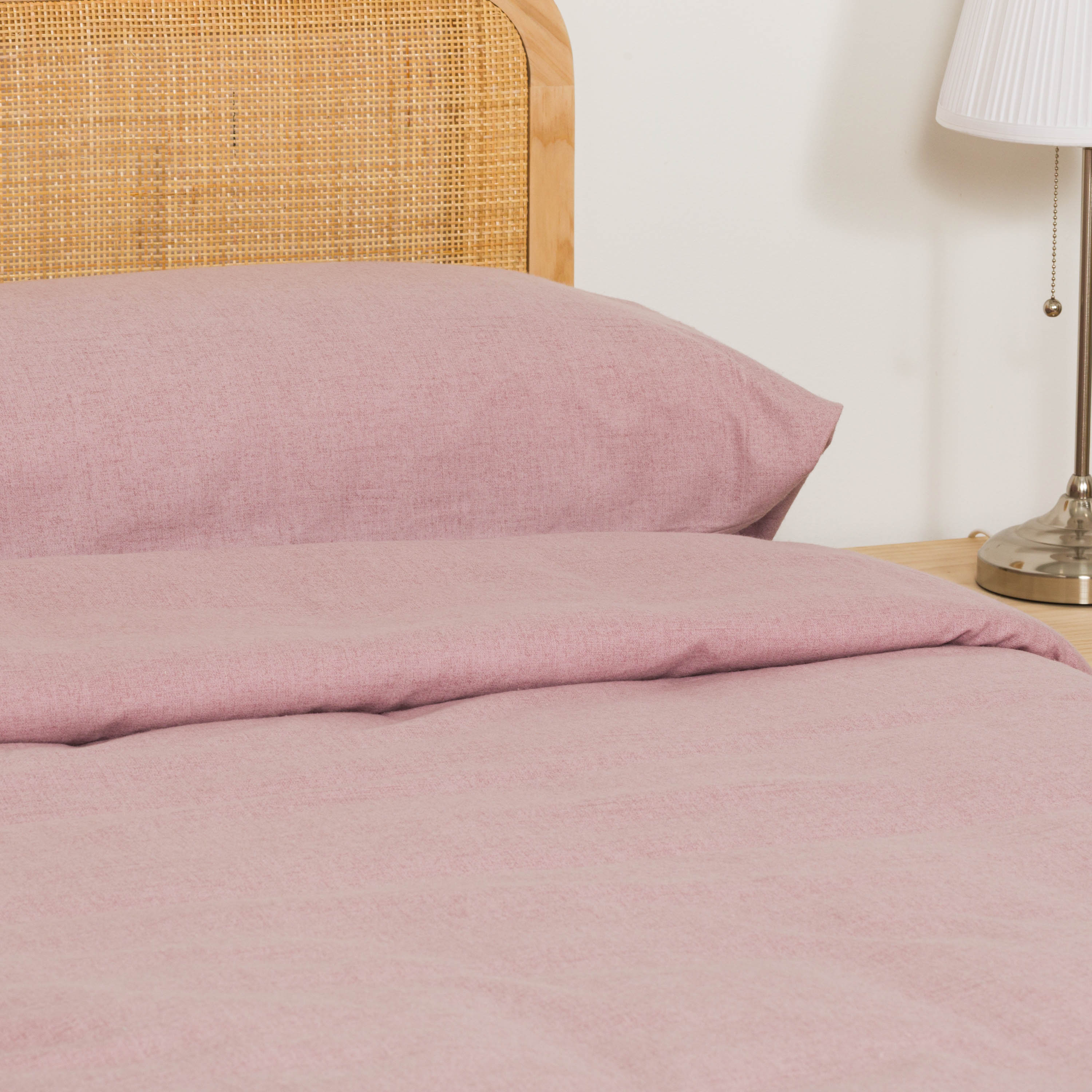 Housse de couette en flanelle unie mauve/rose