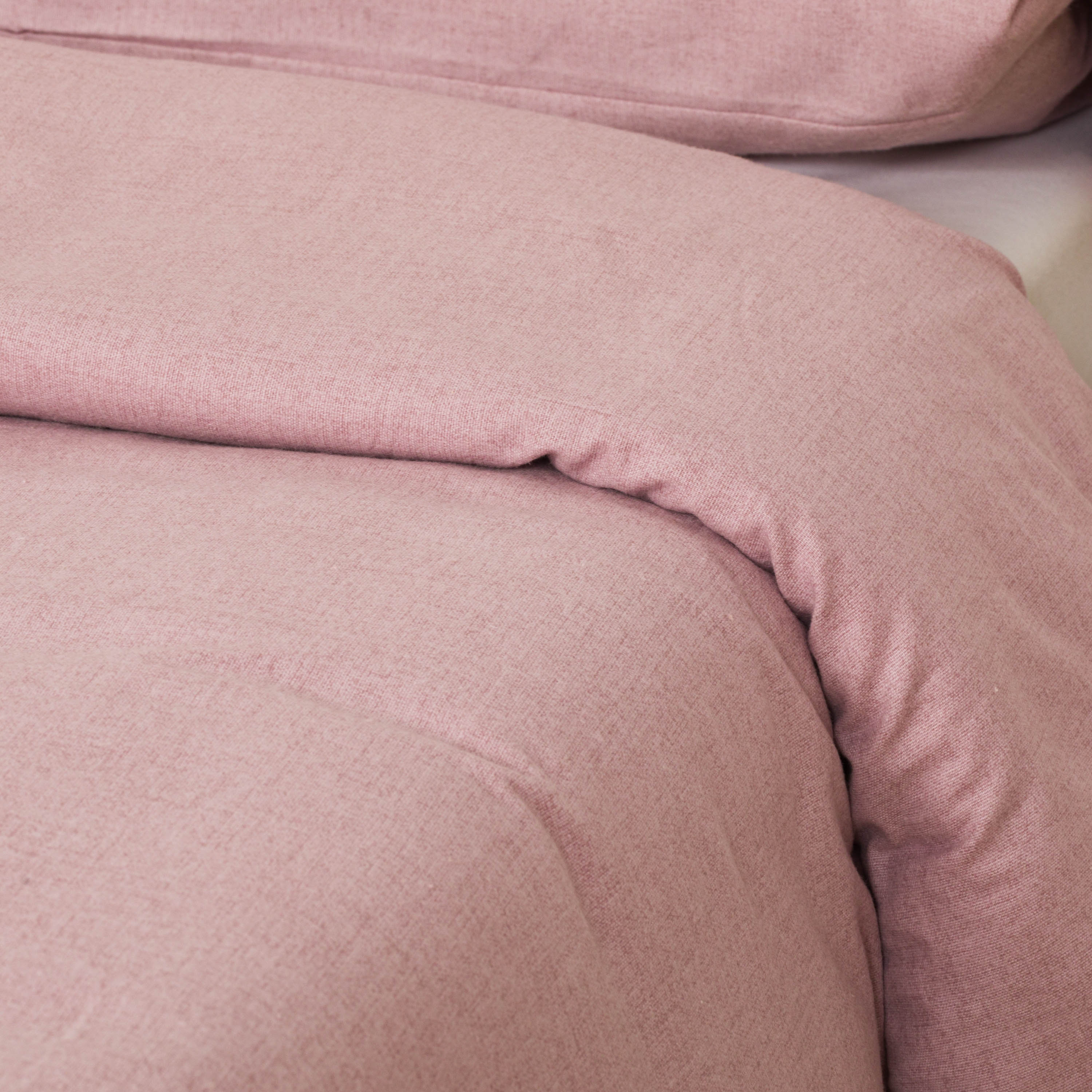 Housse de couette en flanelle unie mauve/rose