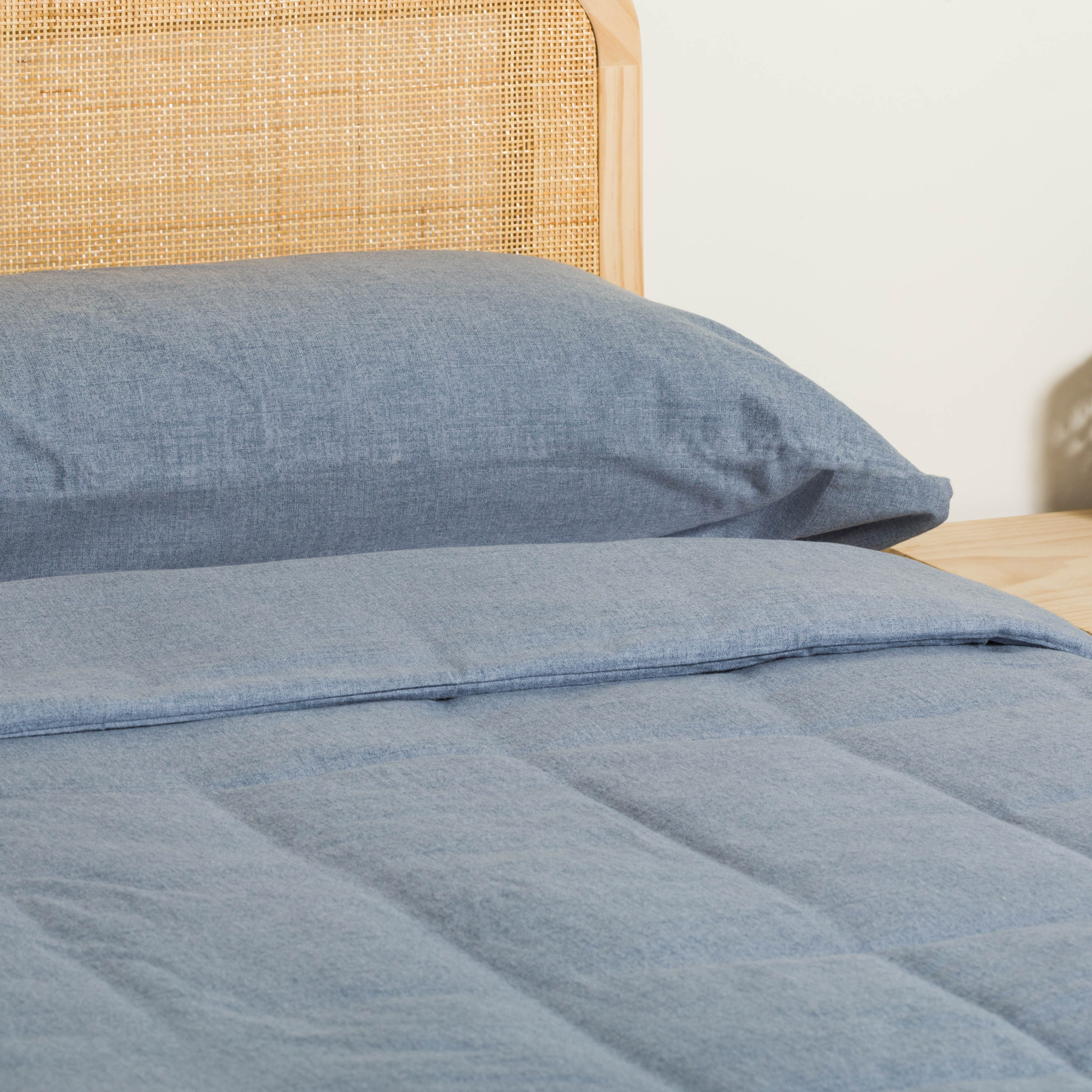 Housse de couette en flanelle indigo unie