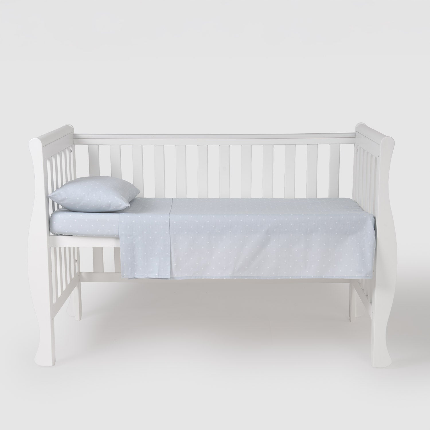 Juego de sábanas de cuna de algodón estrellitas celeste