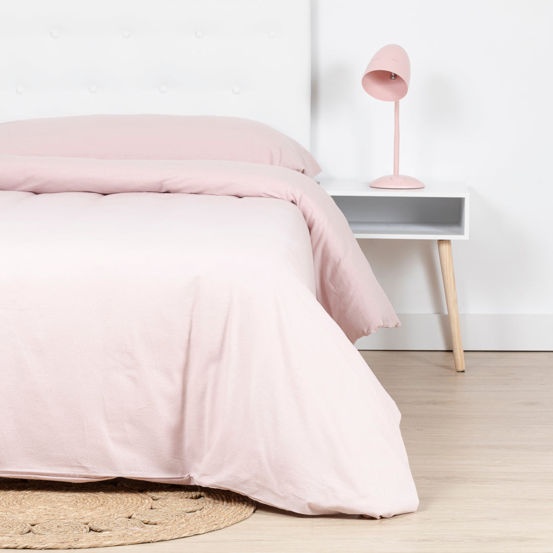 Housse de couette en flanelle rose unie