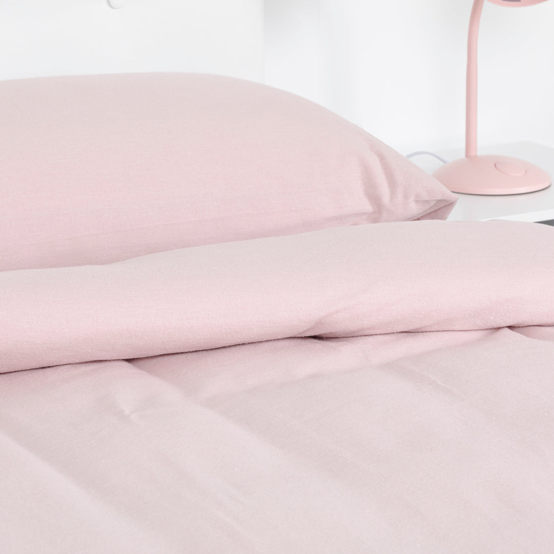 Housse de couette en flanelle rose unie