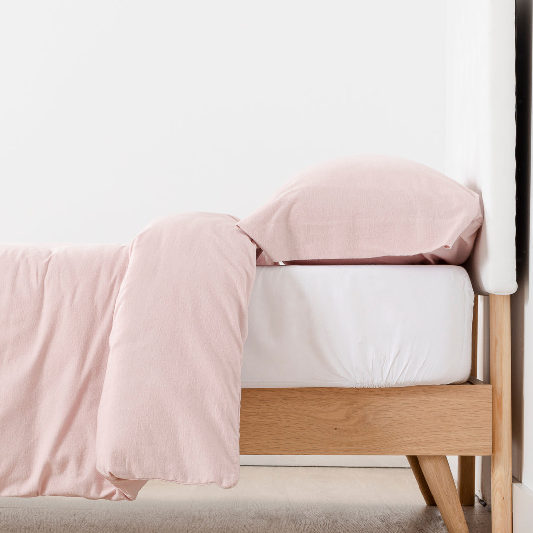 Housse de couette en flanelle rose unie