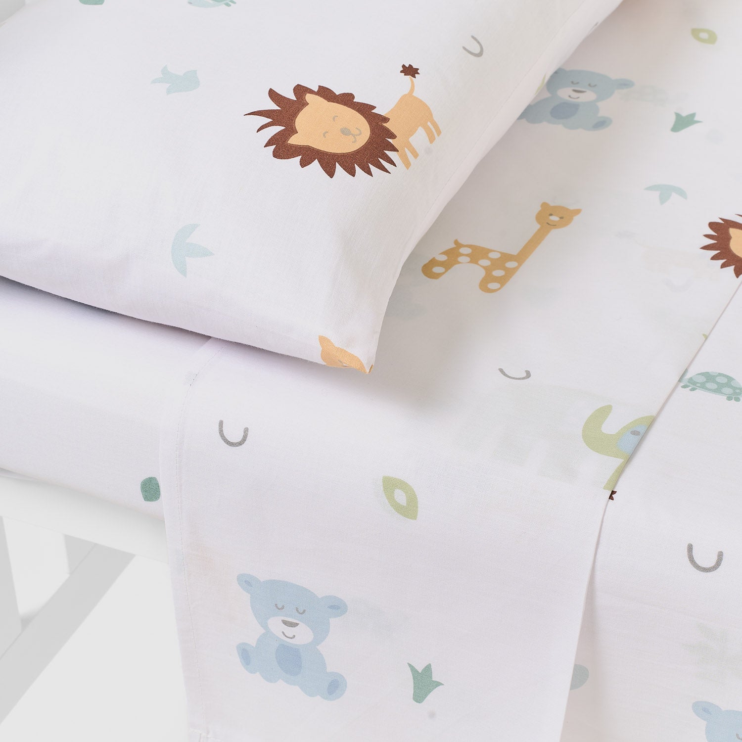 Juego de sábanas de cuna de algodón animales