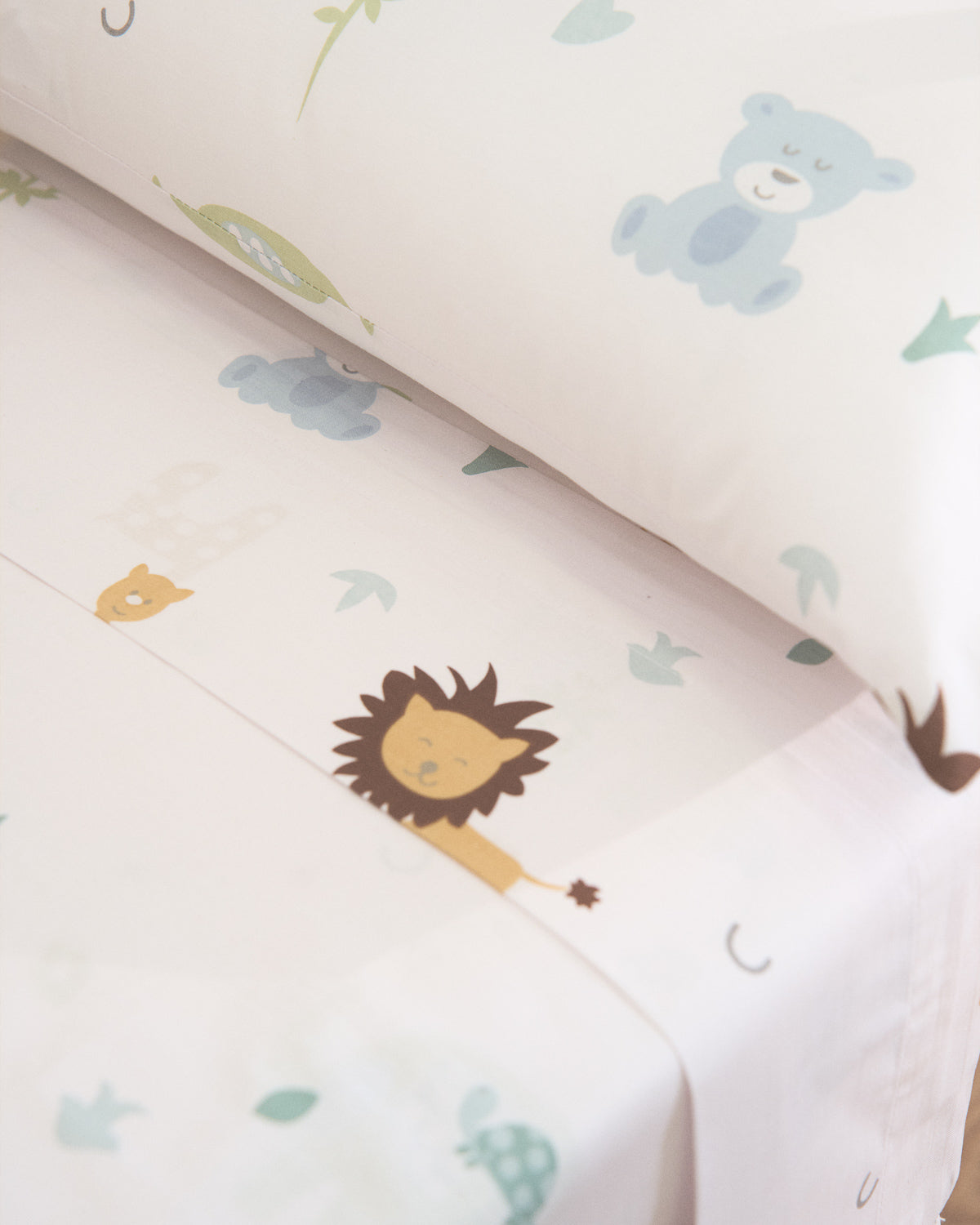 Jogo de lençóis de algodão com estampa de animais