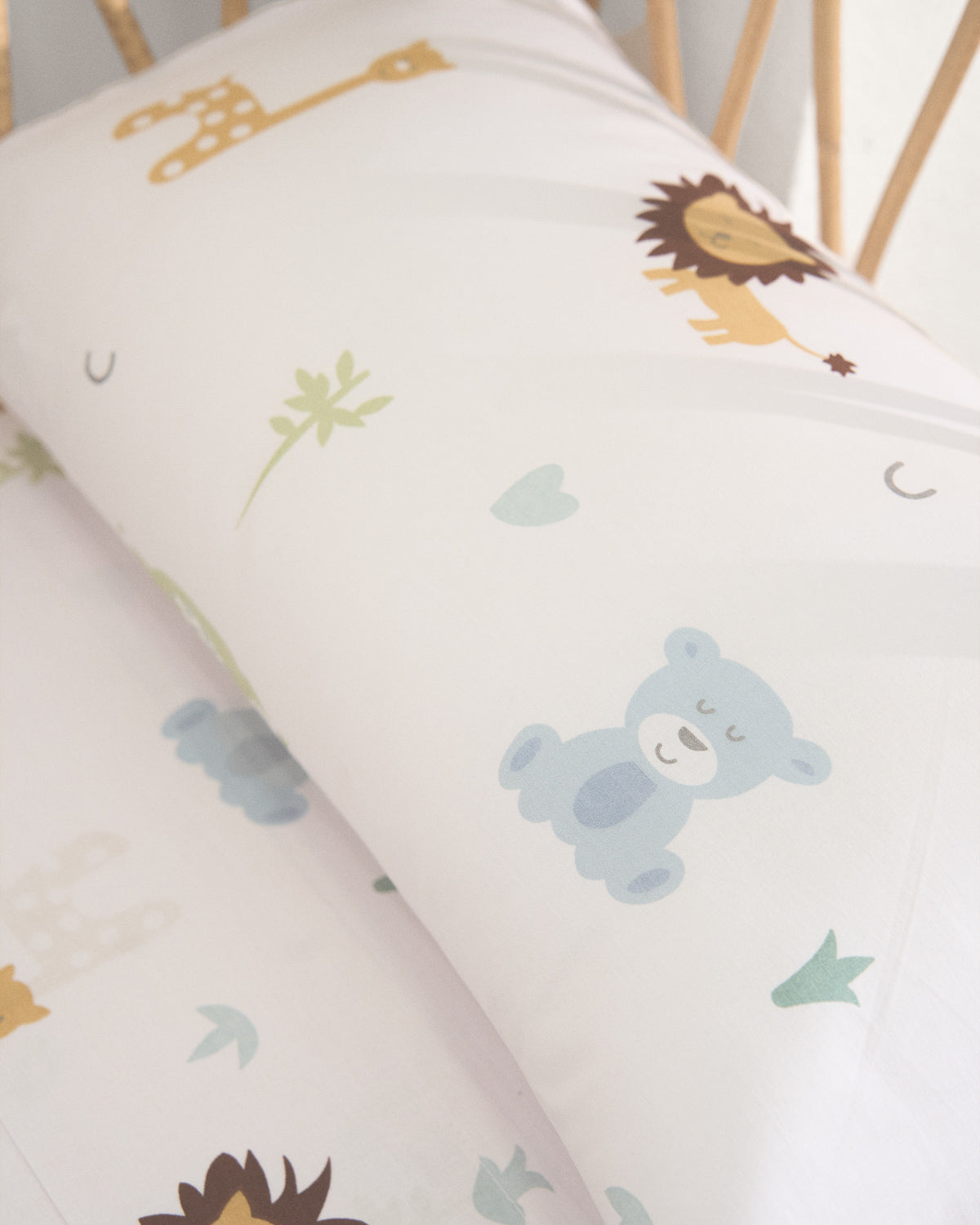 Jogo de lençóis de algodão com estampa de animais