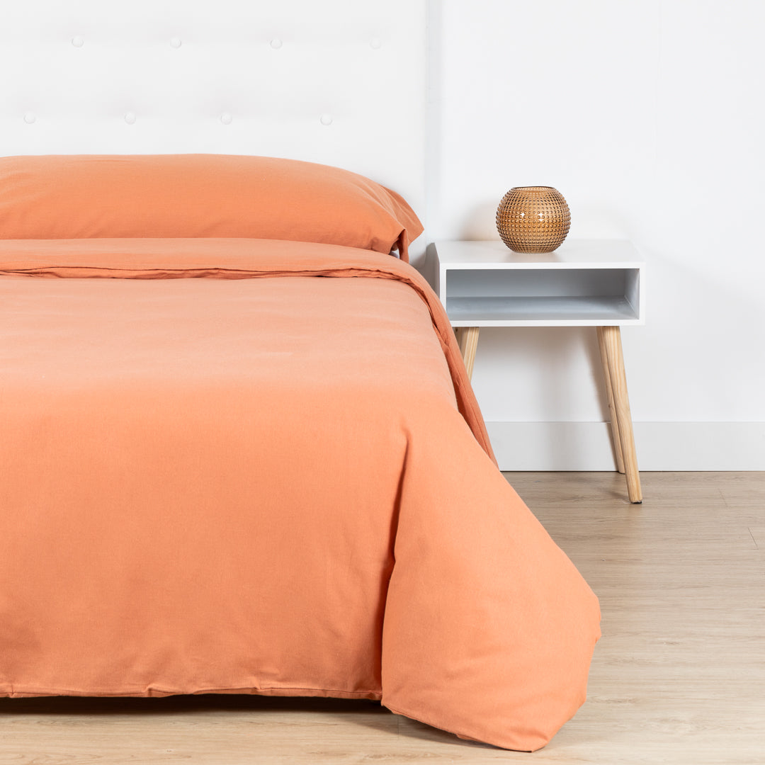 Plain flannel duvet cover, mandarin orange