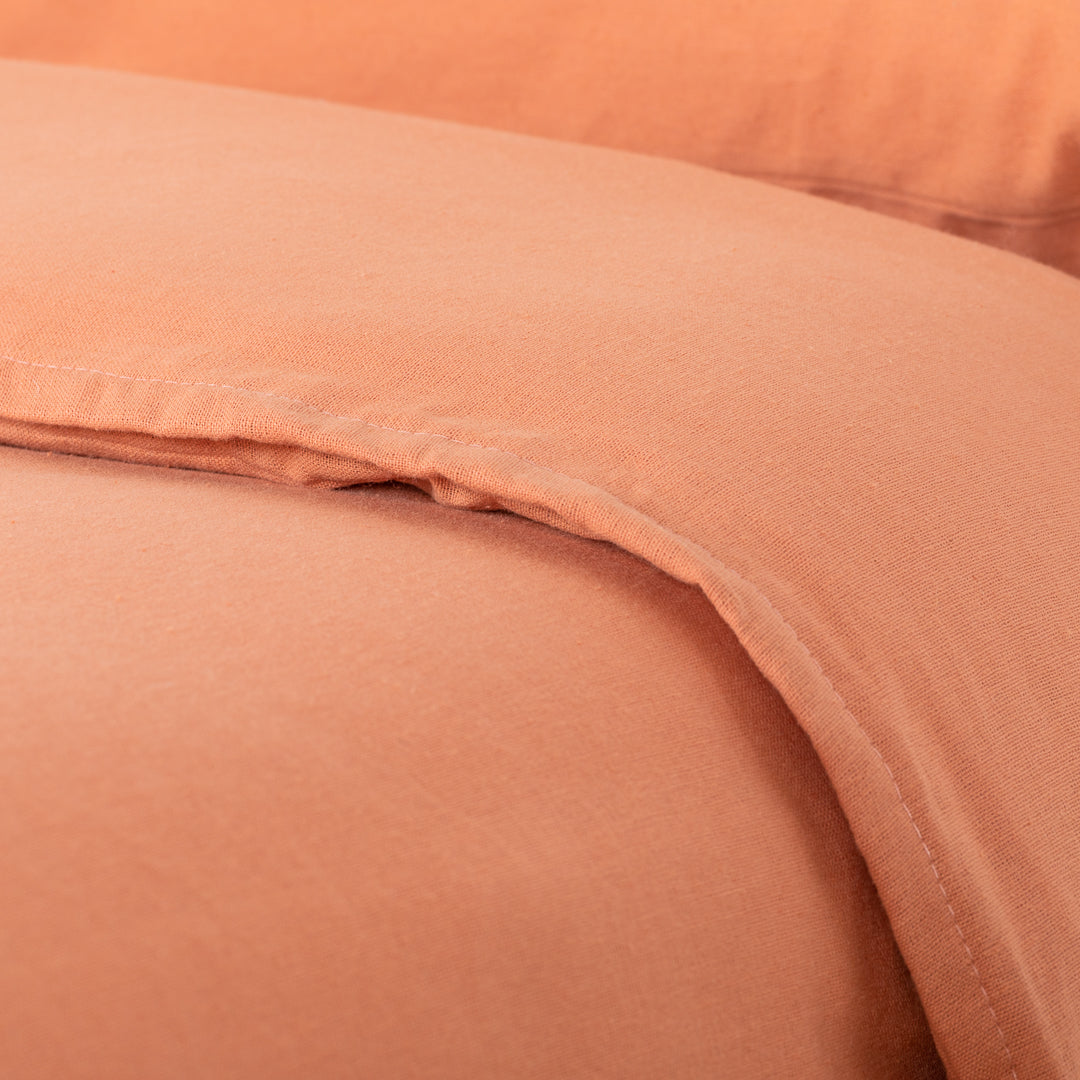 Plain flannel duvet cover, mandarin orange