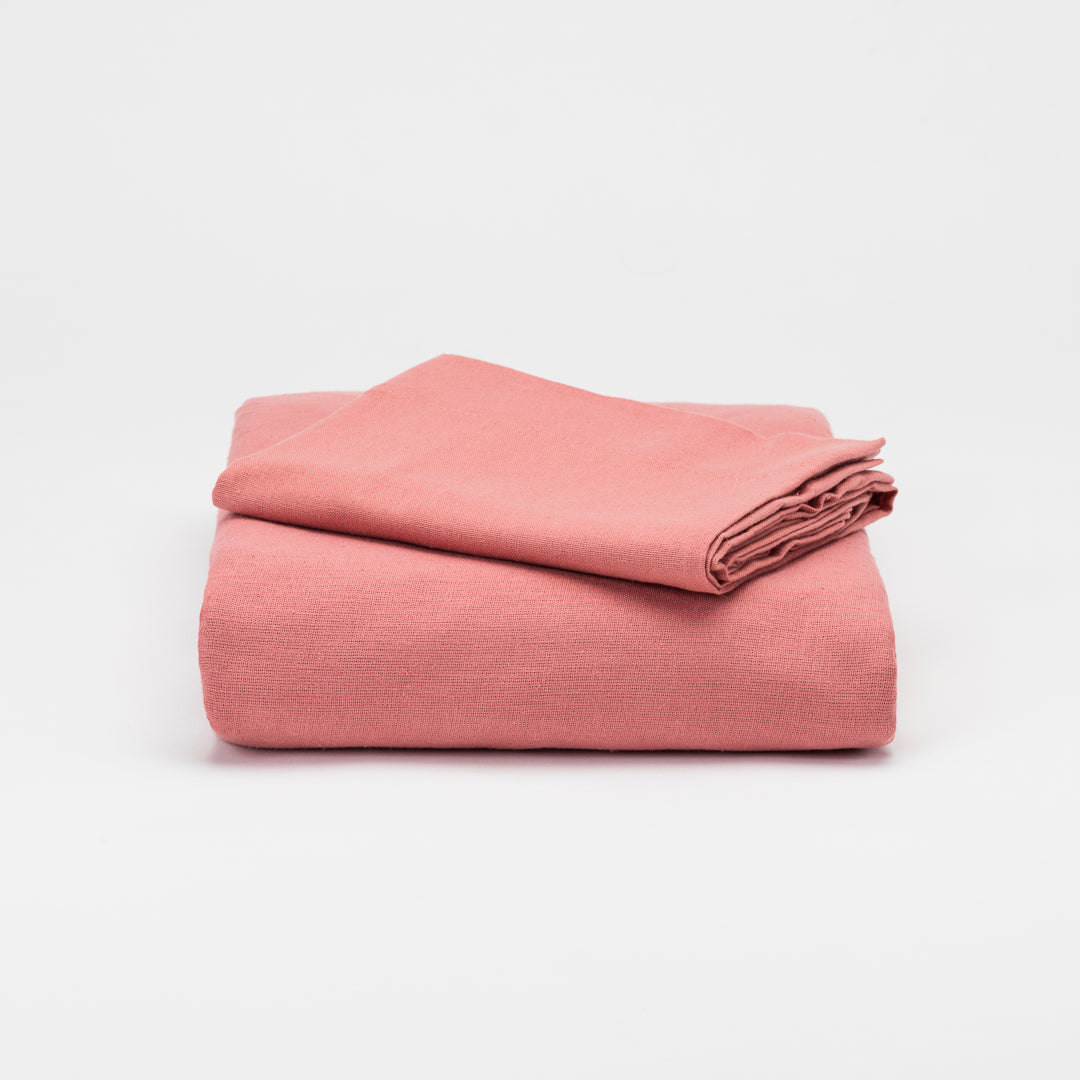 Housse de couette en flanelle rose marsala unie