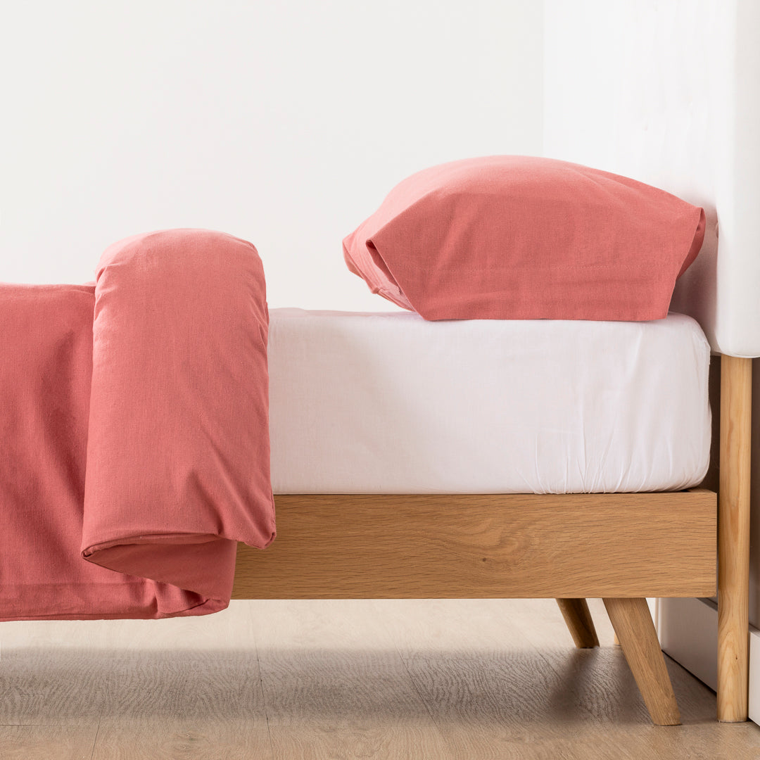 Housse de couette en flanelle rose marsala unie