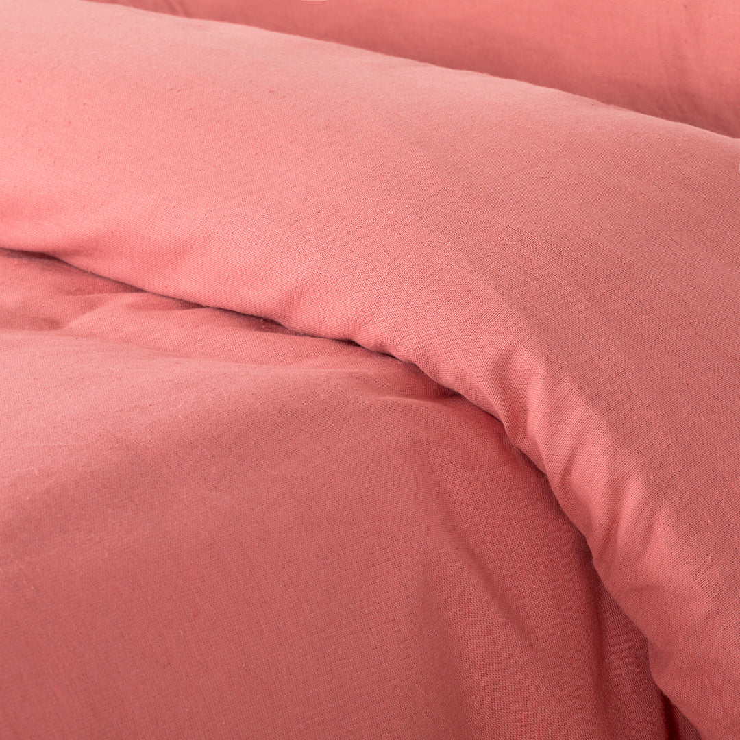 Housse de couette en flanelle rose marsala unie